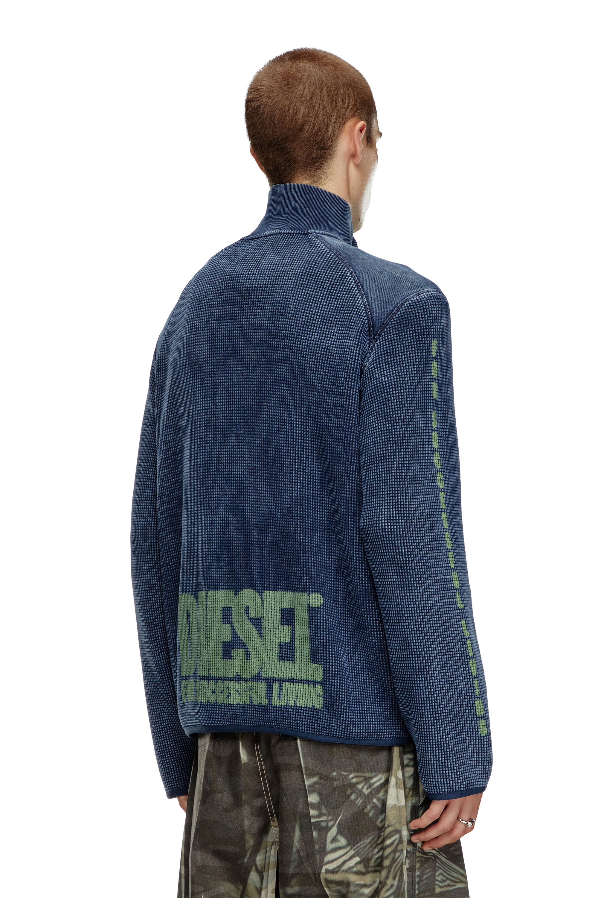S-WAFCOOL-ZIP-LS Track jacket in waffle jersey｜ブルー