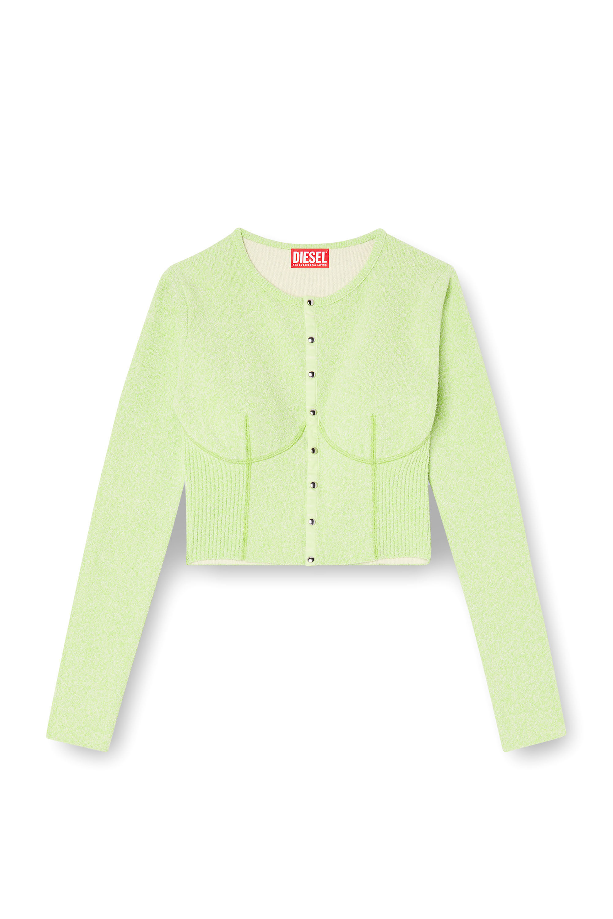 Diesel - M-LESTA, Female's Bustier-effect cropped cardigan in グリーン - 2