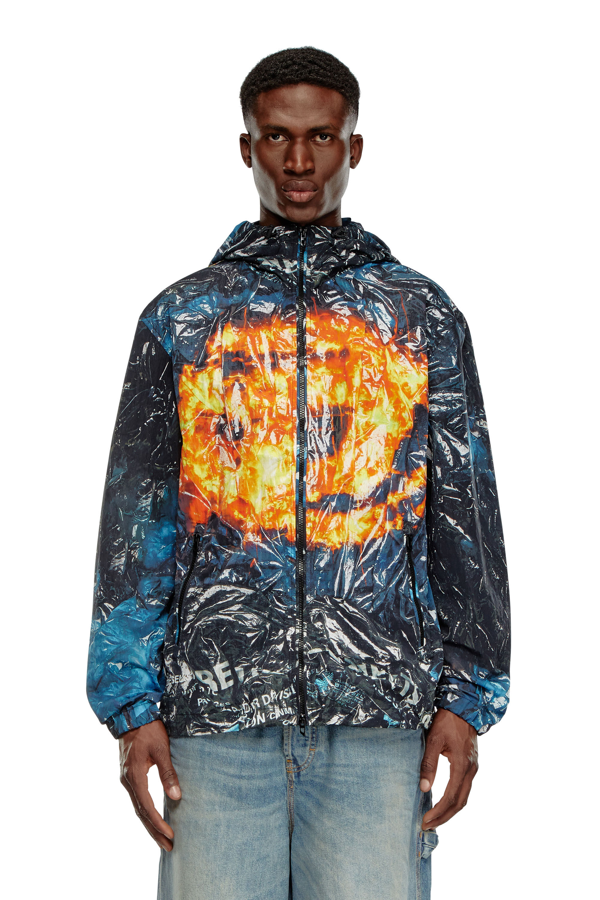 J-WARRETT-POSTER Hooded windbreaker with poster print｜マルチカラー｜メンズ｜DIESEL