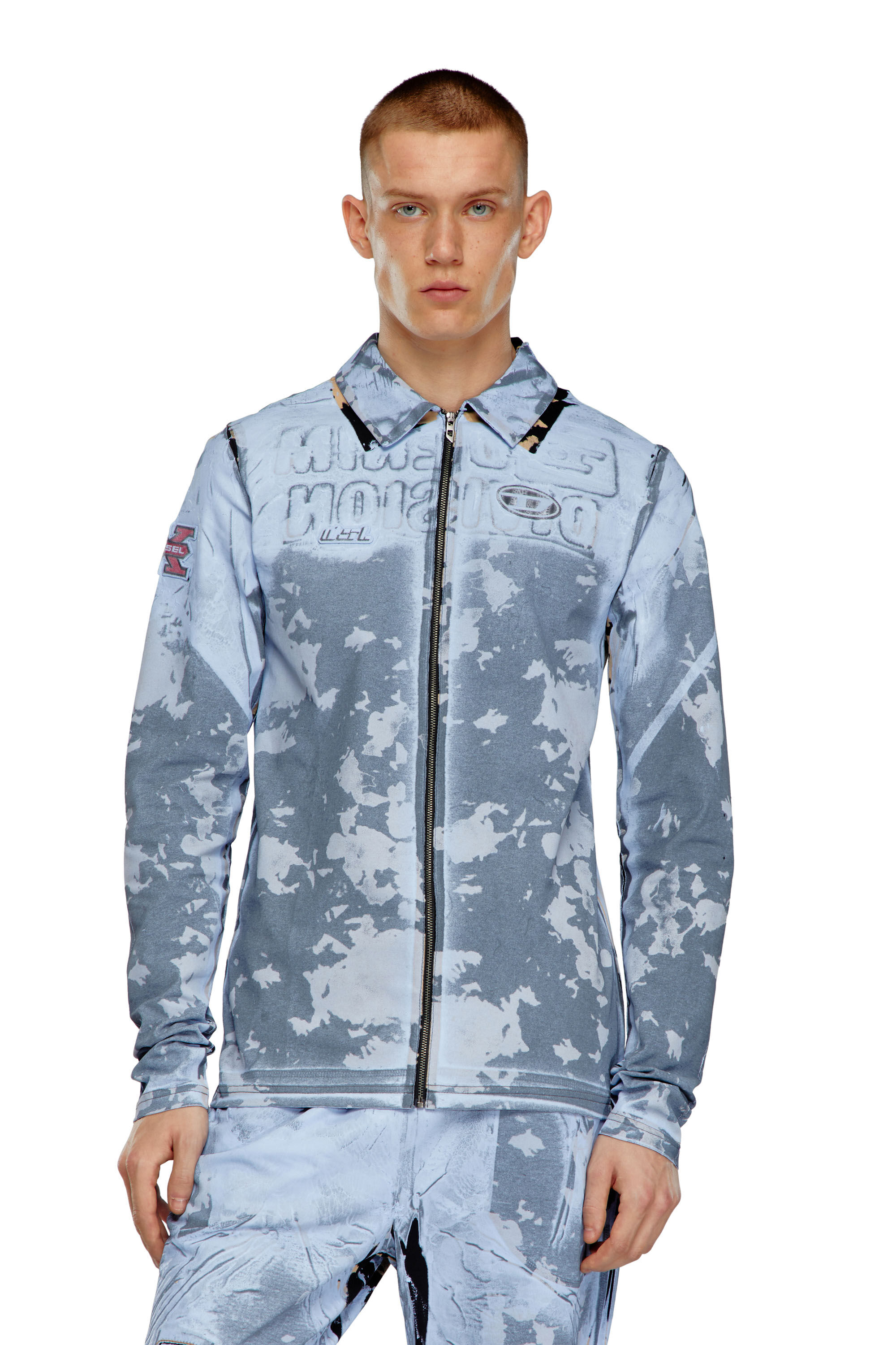 S-CORSE-P1 Zip shirt in coated jersey｜ブルー｜ウィメンズ｜DIESEL