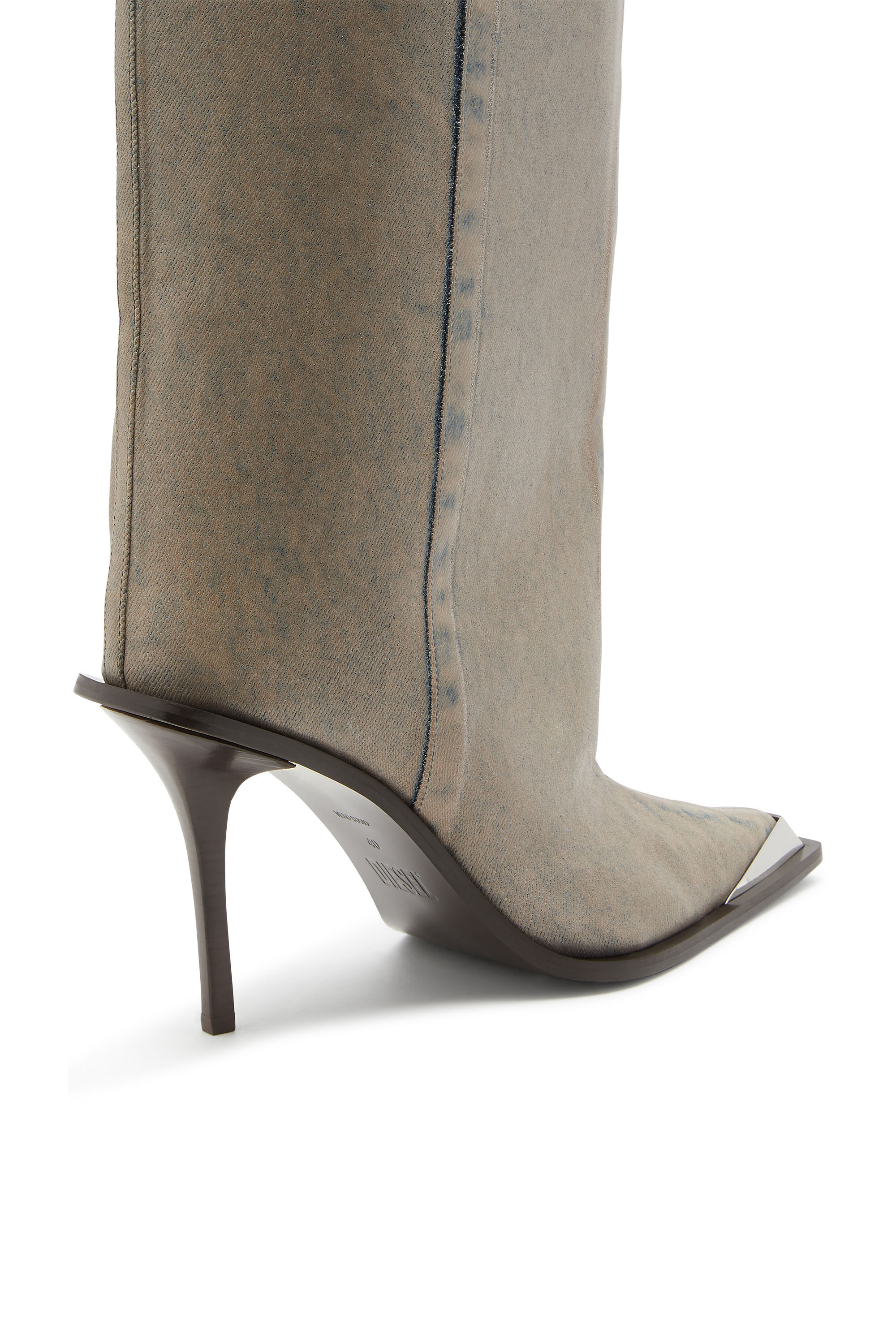 Diesel - D-TONA WB, Female's D-Tona-Knee-high boots in coated solarised denim in ベージュ - 5