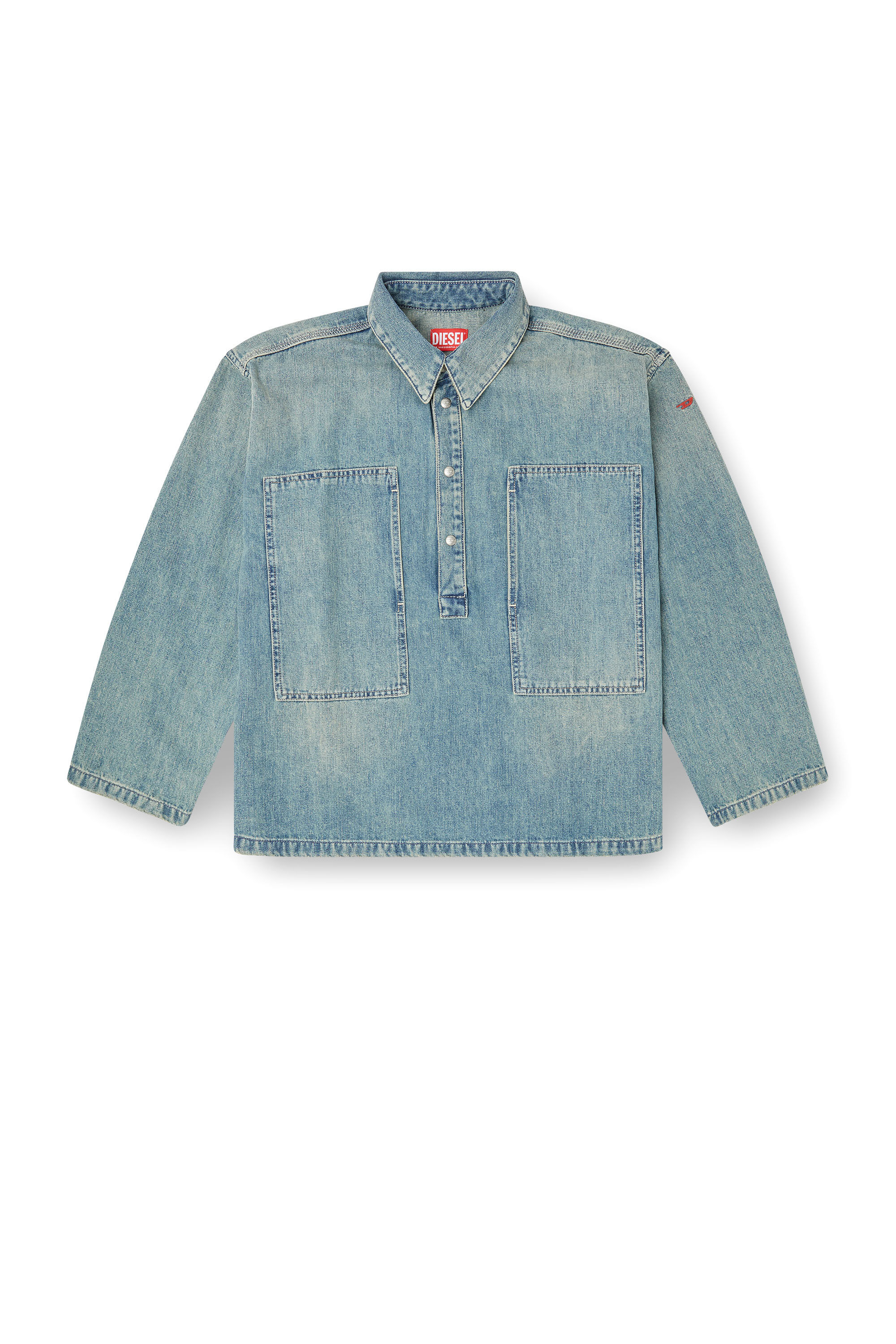 Diesel - DE-PRISS, Female's Henley top in utility-style denim in ライトブルー - 2
