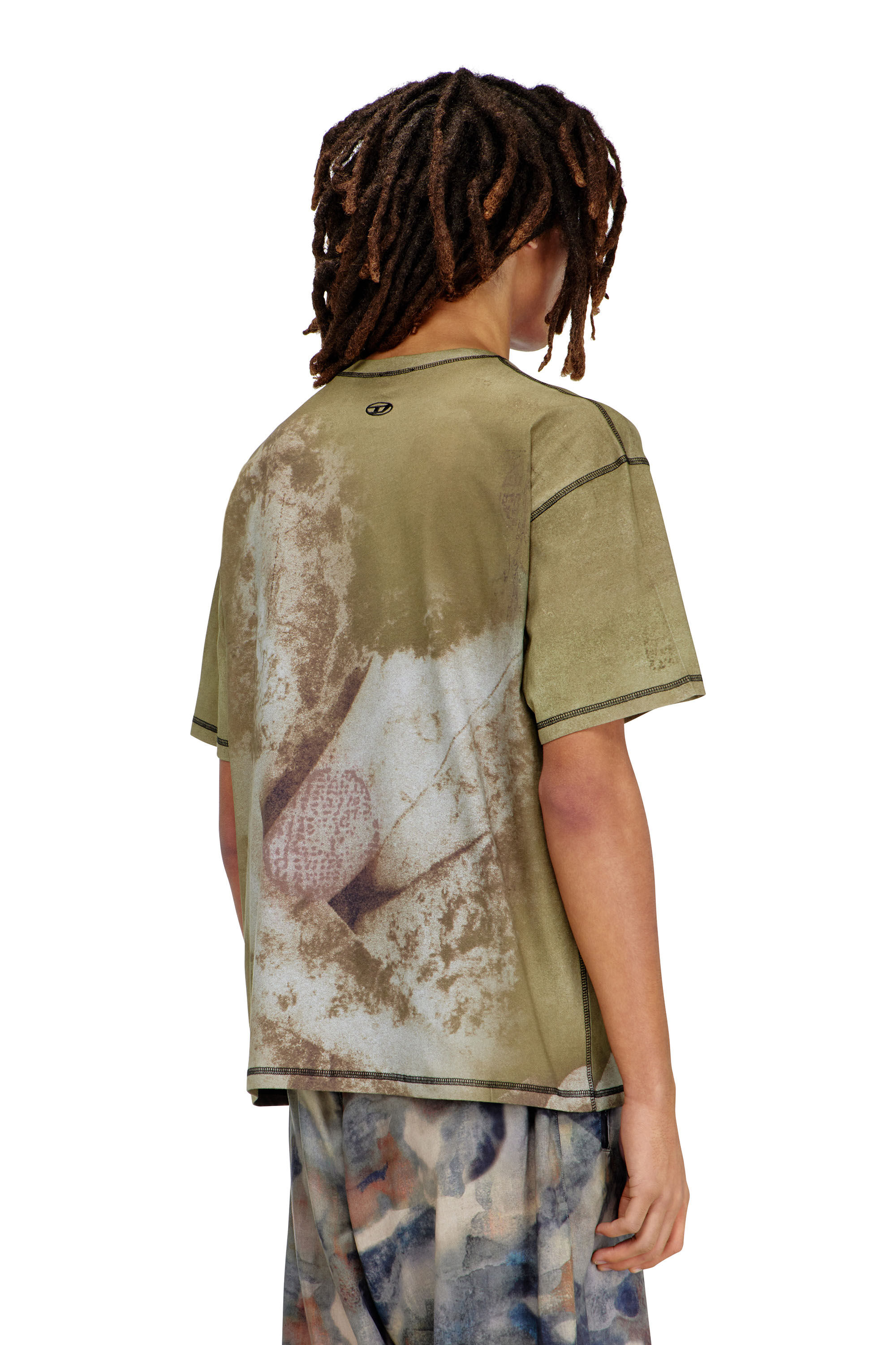 Diesel - T-BOXT-V5, Male's Relaxed T-shirt with all-over prints and patches in グリーン - 4