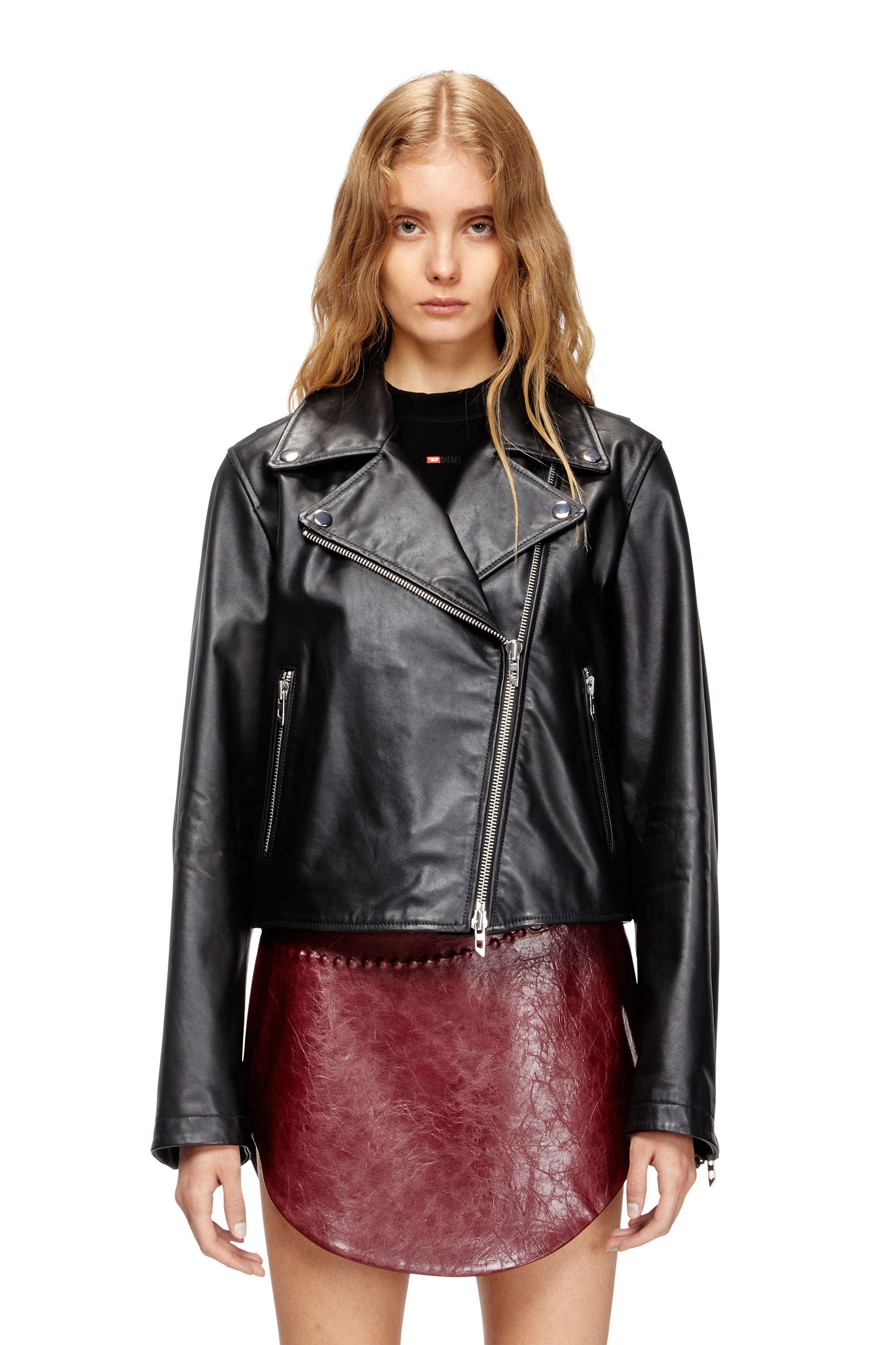 Diesel - L-UNATIC, Female's Biker jacket in waxed leather in ブラック - 3