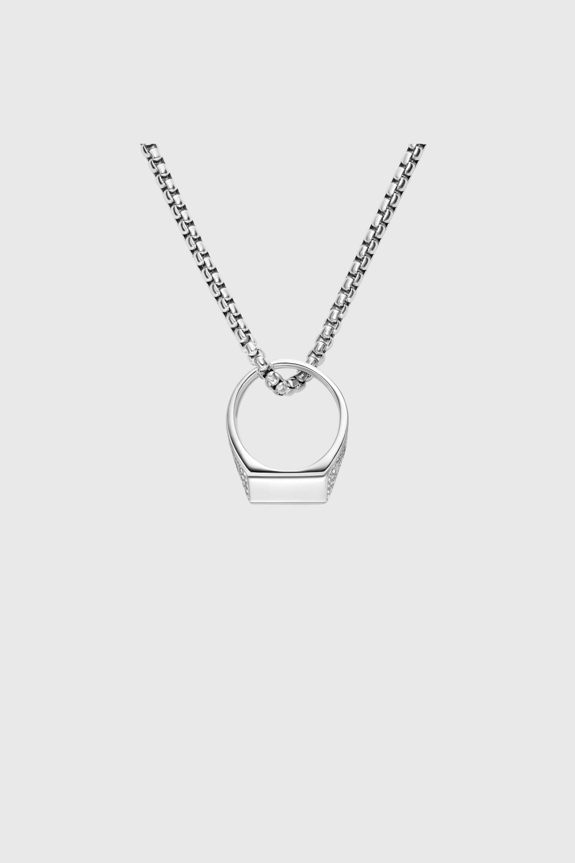 Diesel - DX1741040, Unisex's Stainless steel pave pendant necklace in シルバー - 3