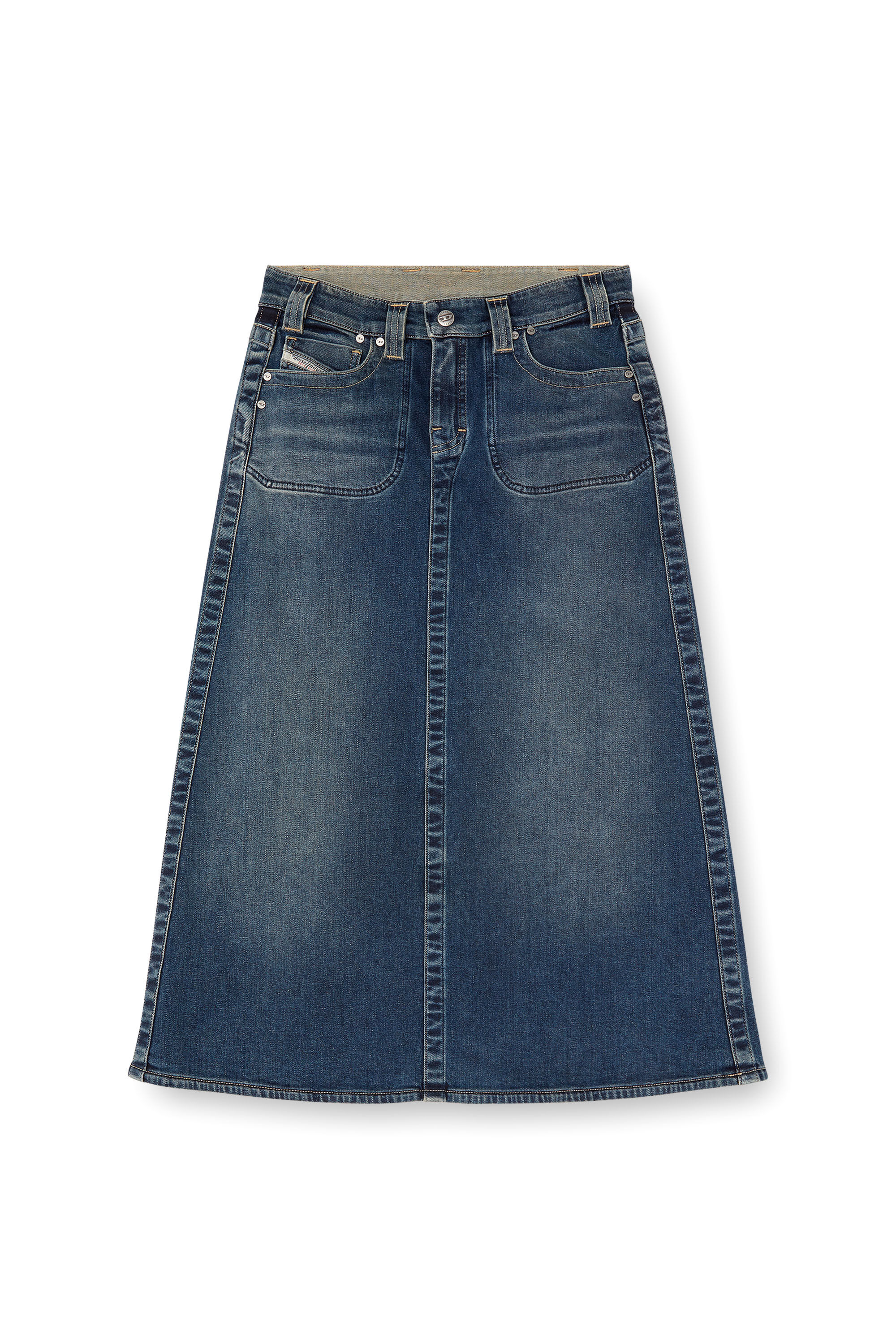 Diesel - DE-PAGO-MID-RE, Female's Midi skirt in Rehab denim in ダークブルー - 2