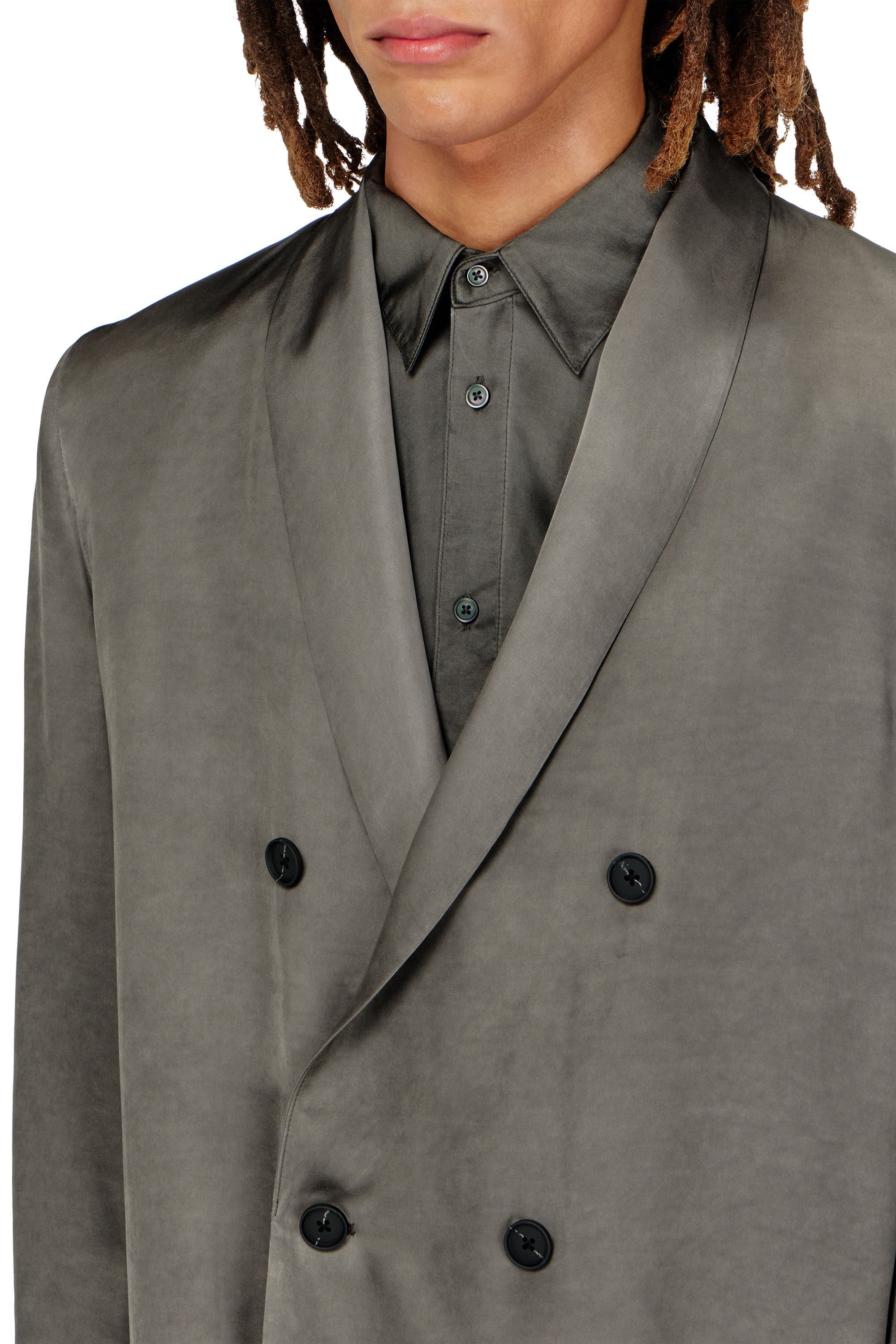 Diesel - J-ARMAN-ALBG, Male's Blazer in treated fluid viscose in ダークグレー - 4