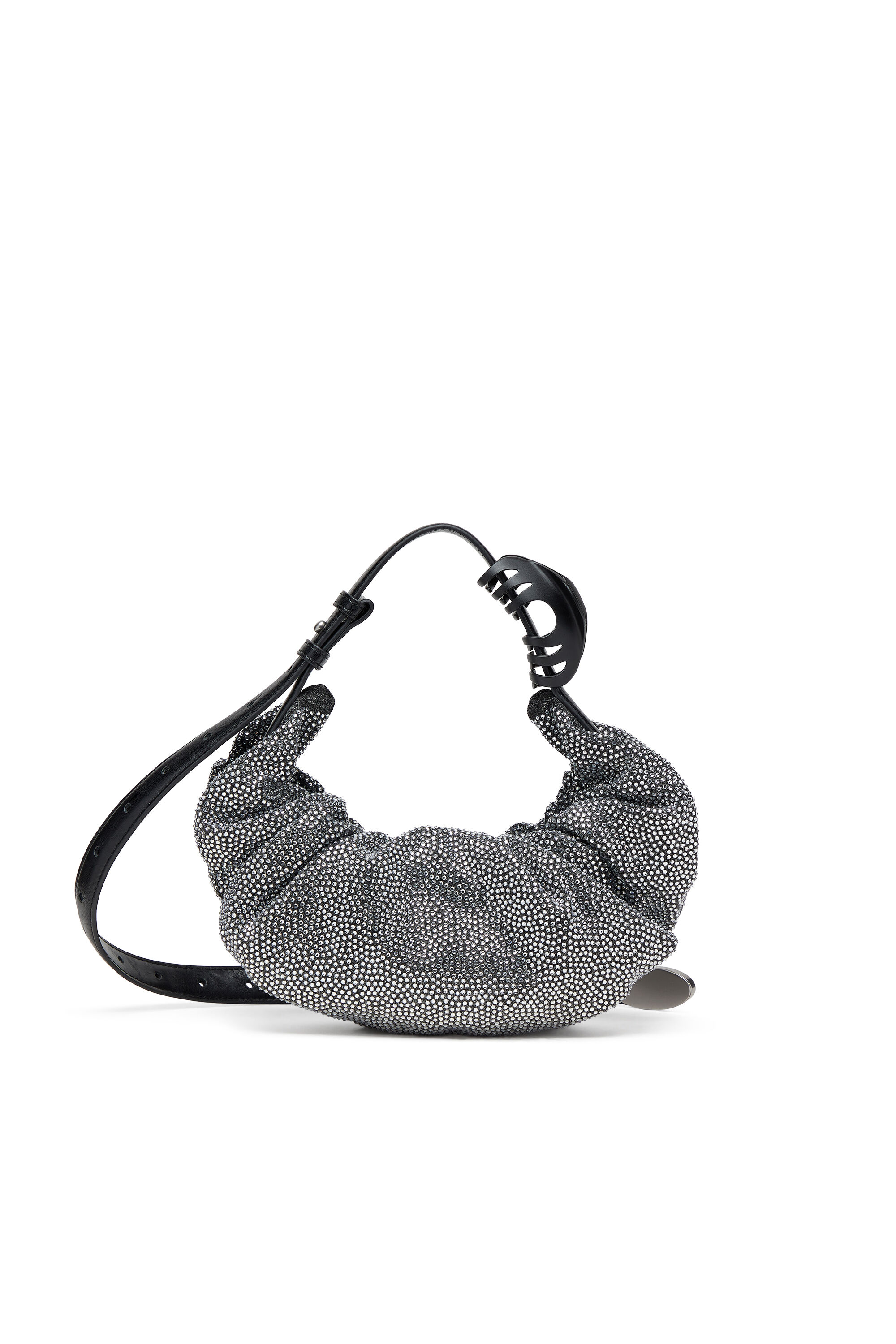Diesel - GRAB-D HOBO S, Female's Grab-D S-Small scrunched hobo bag in crystal denim in ブラック - 3