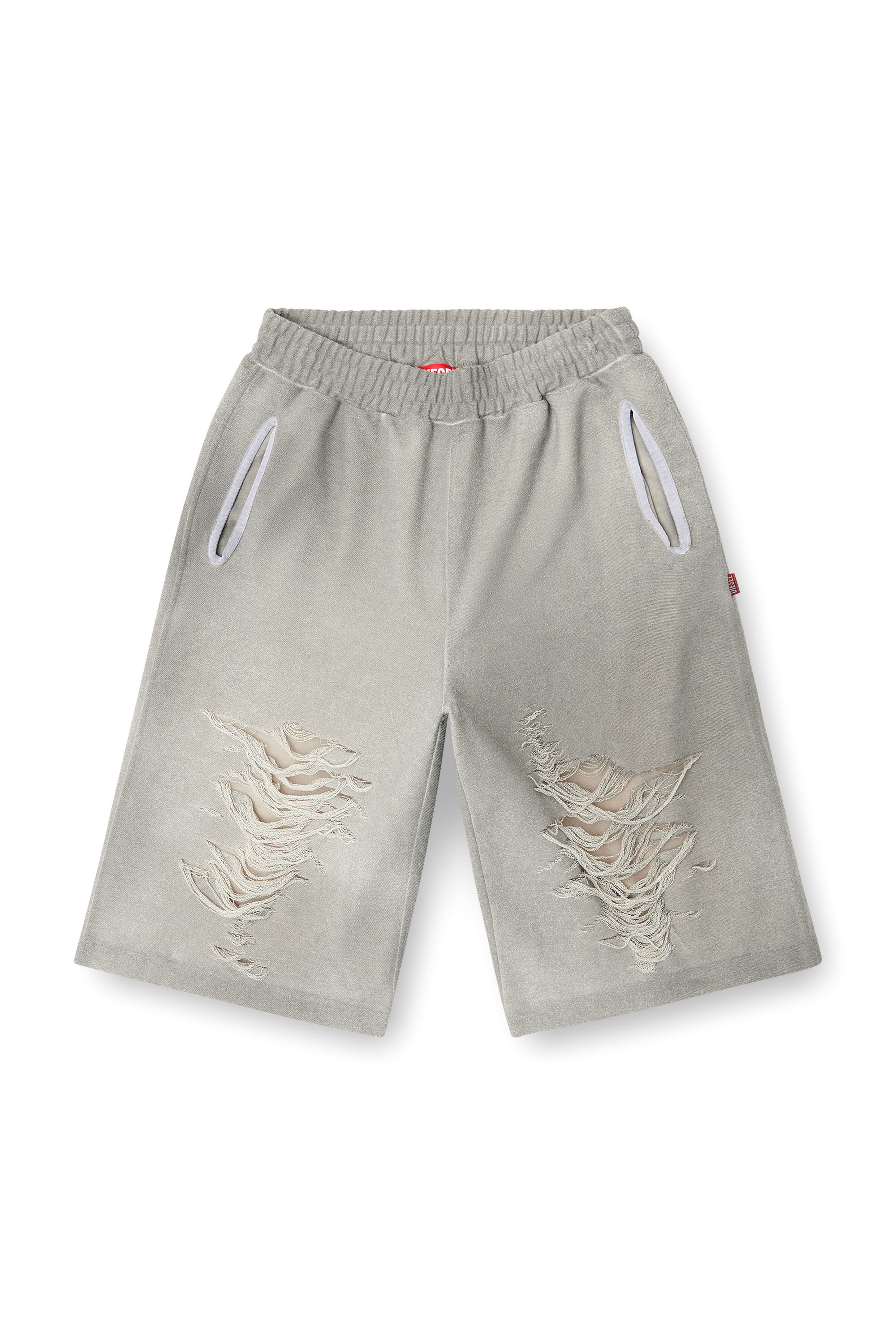 【新品、即完品】24ss diesel ショートパンツ　32インチ　ours P-PERC-SHORT Shorts with distressed knees｜グレー｜メンズ｜DIESEL