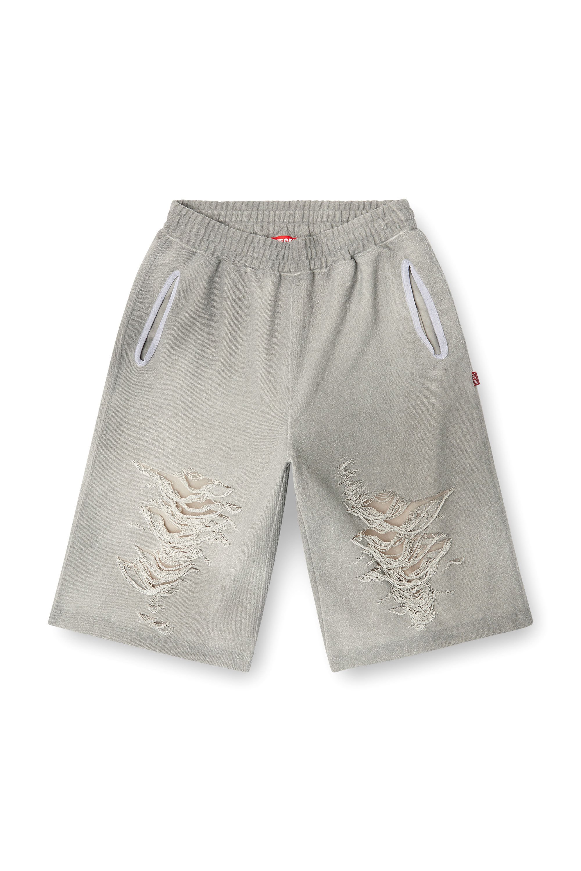 Diesel - P-PERC-SHORT, Male's Shorts with distressed knees in グレー - 2