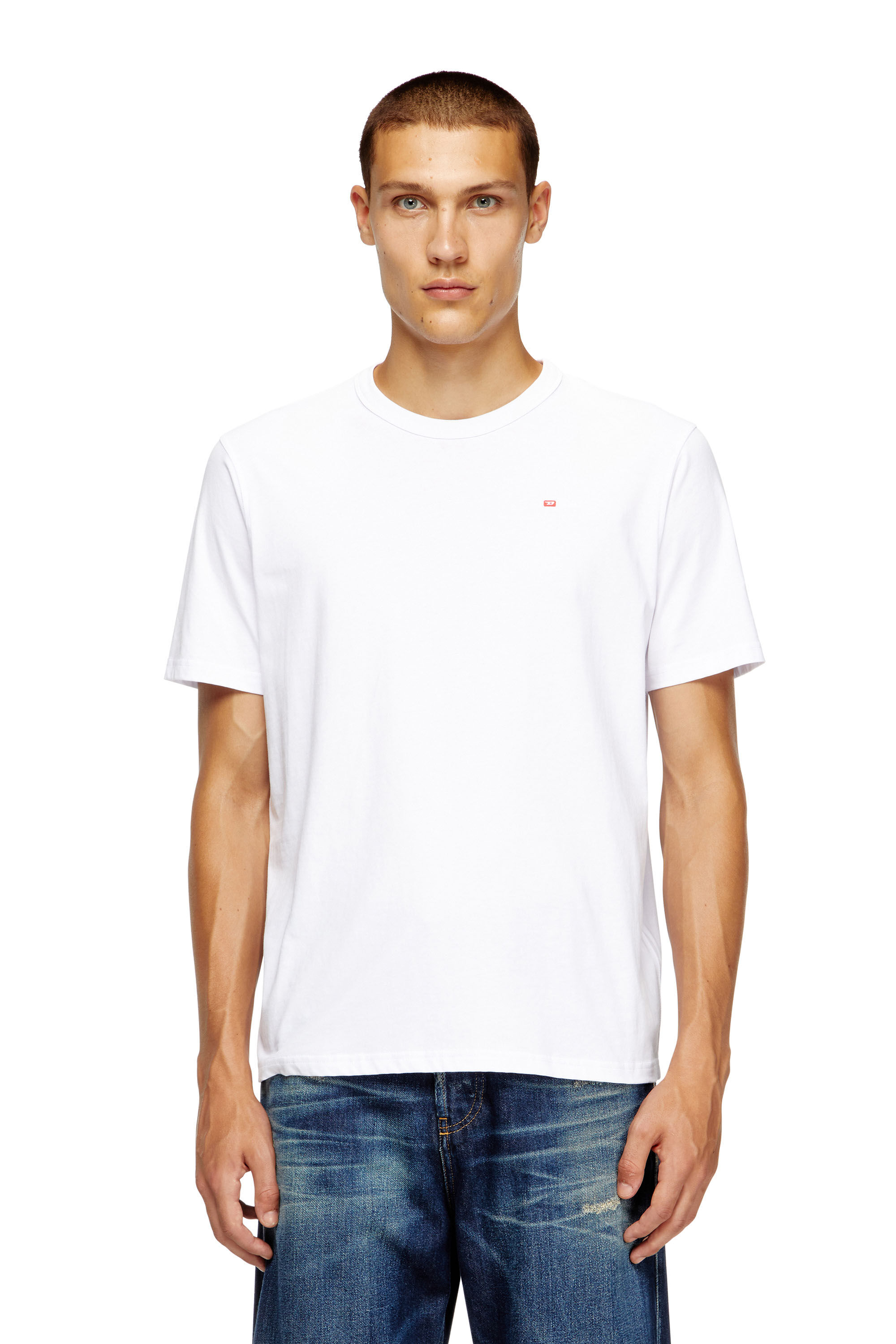 Diesel - T-ADJUST-MICRODIV, Unisex's T-shirt with micro-embroidered logo in ホワイト - 3