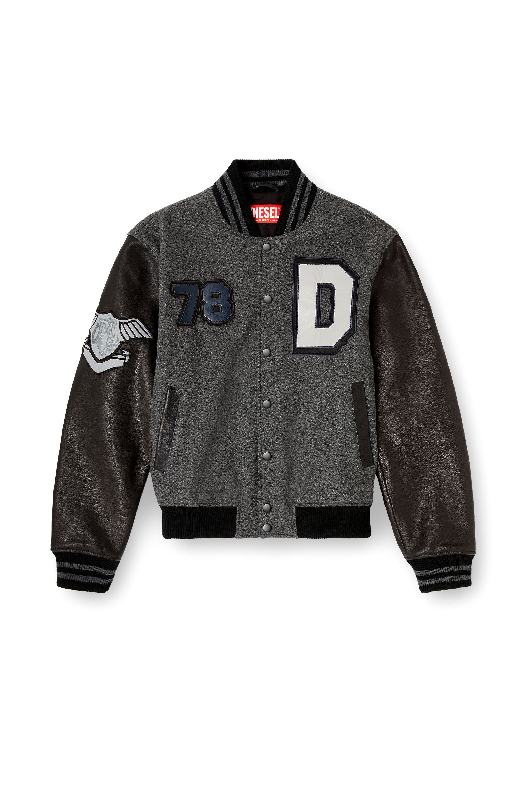 Diesel - L-ARRY-CP, Male's バーシティジャケット in ブラック/グレー - 2