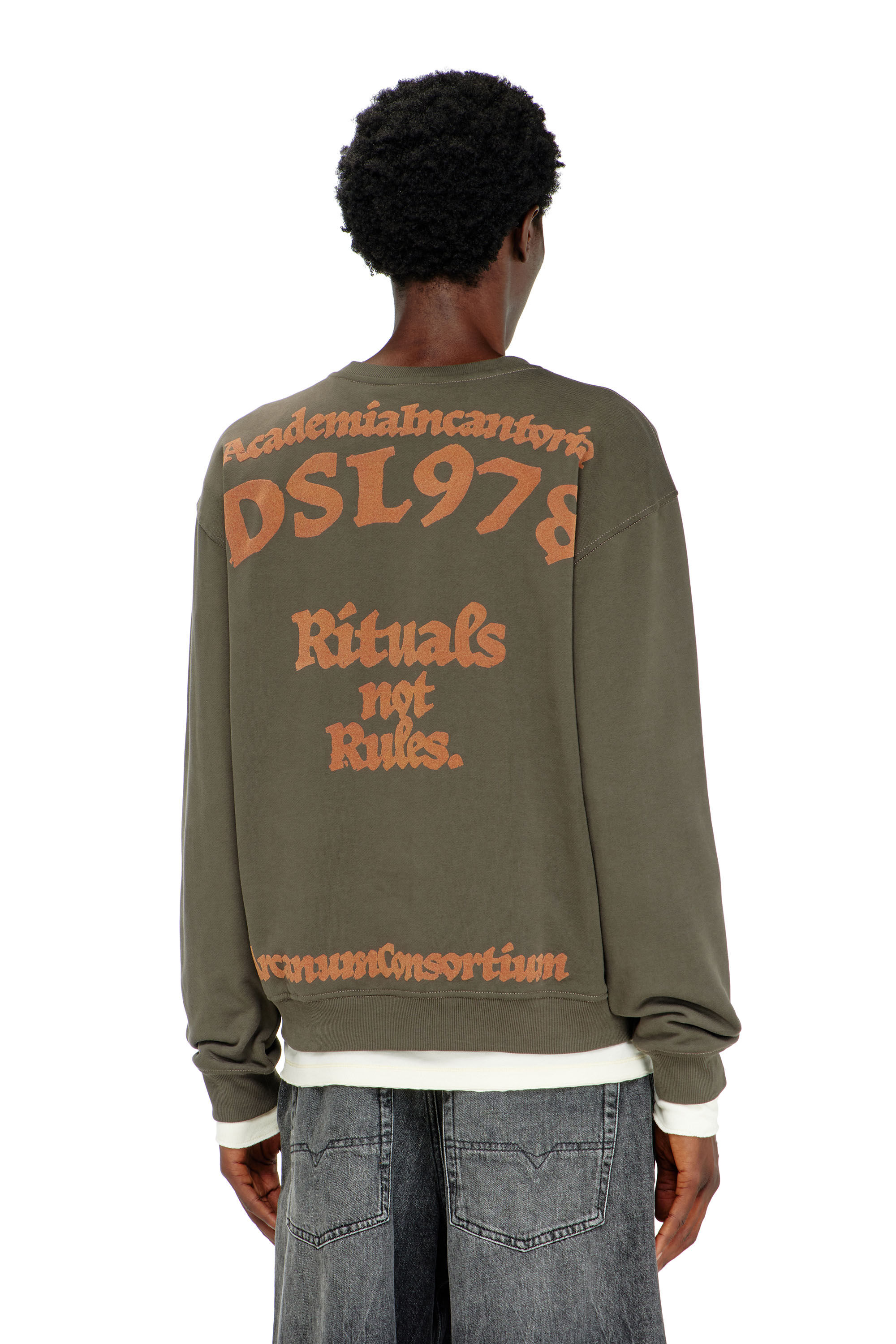 Diesel - S-NORM-AA4, Male's プルオーバースウェット in ミリタリーグリーン - 4
