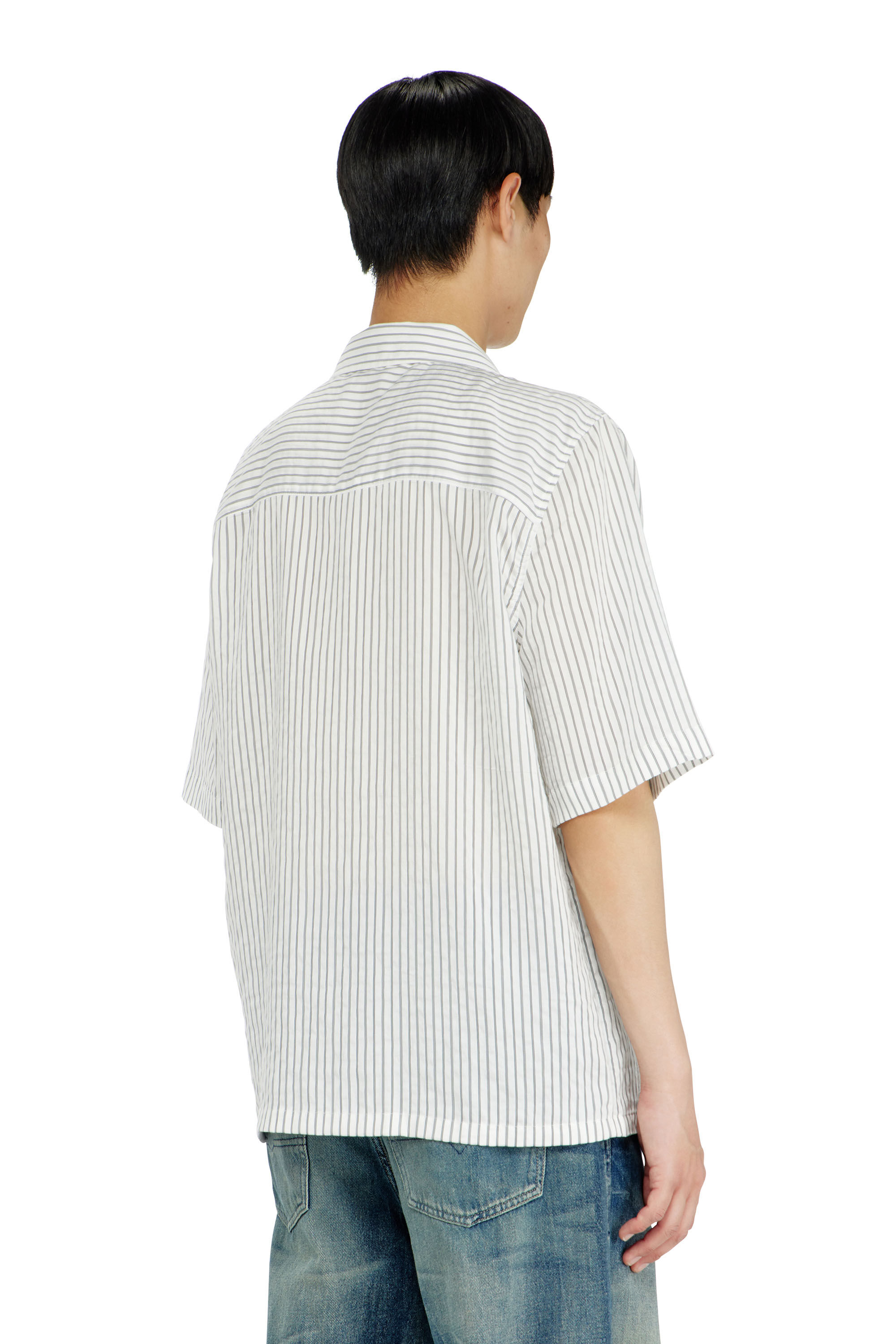 Diesel - S-MAC-EFBV, Male's 半袖シャツ in ホワイト/グレー - 4