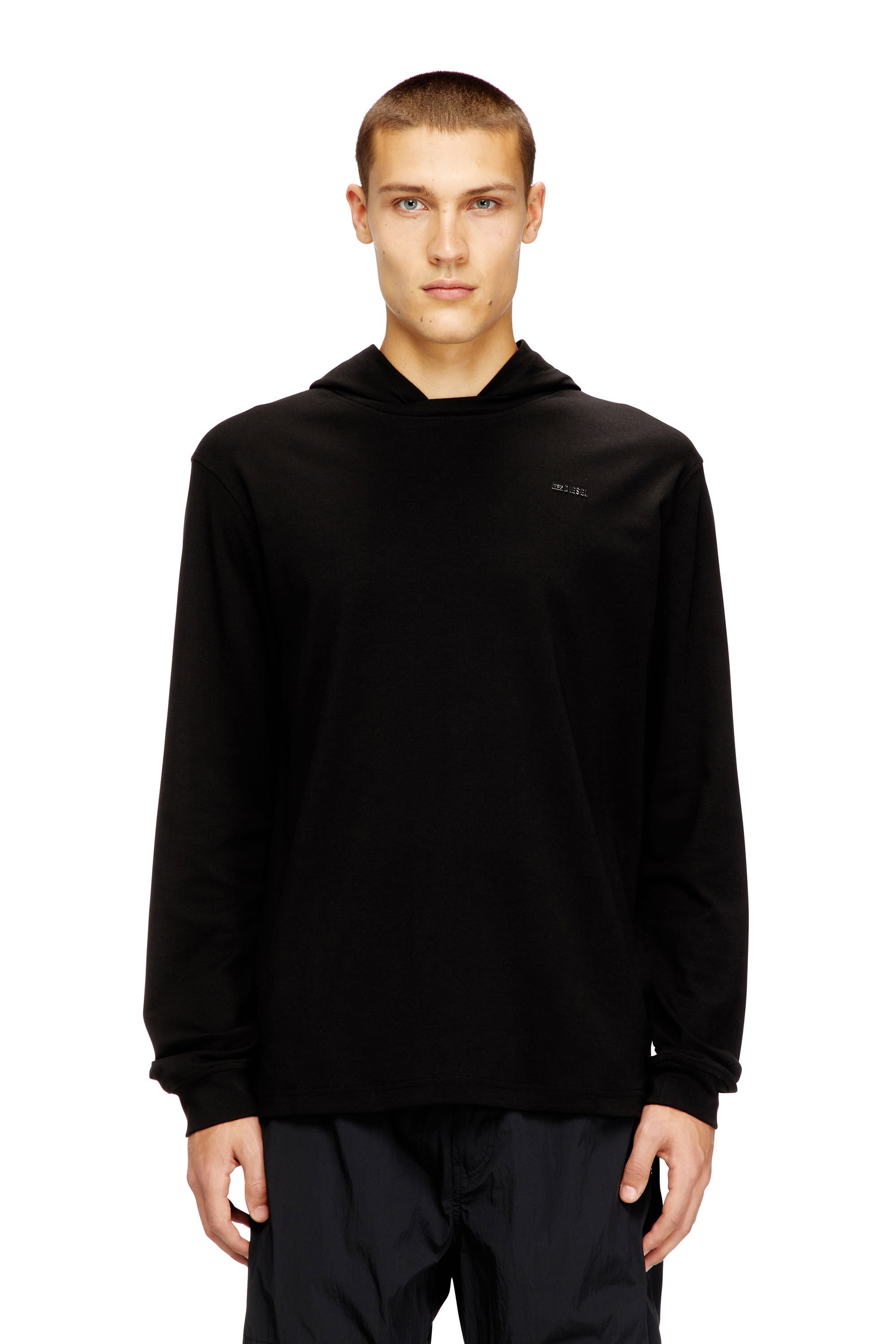 Diesel - T-BILL-LS-HOOD-MET, Male's フード付き長袖Tシャツ in ブラック - 3