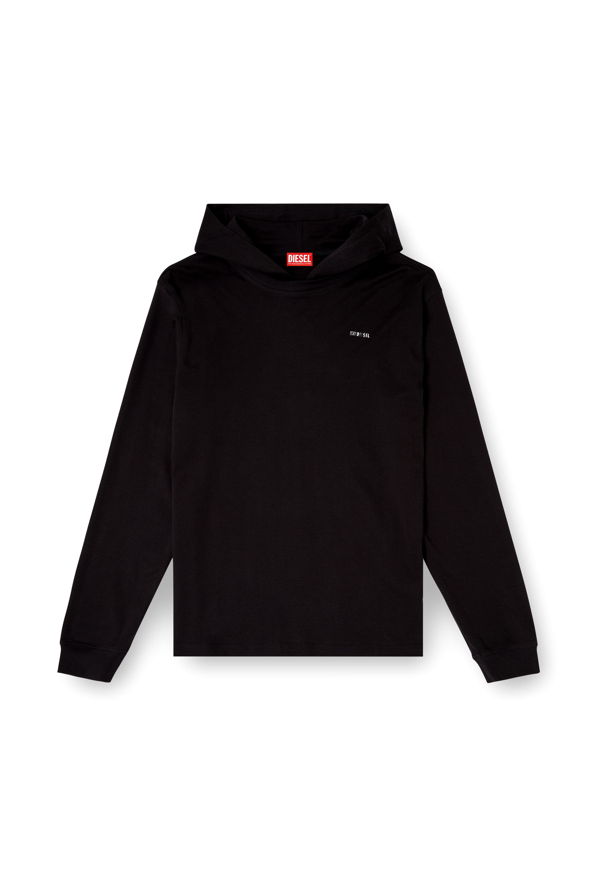 Diesel - T-BILL-LS-HOOD-MET, Male's フード付き長袖Tシャツ in ブラック - 2