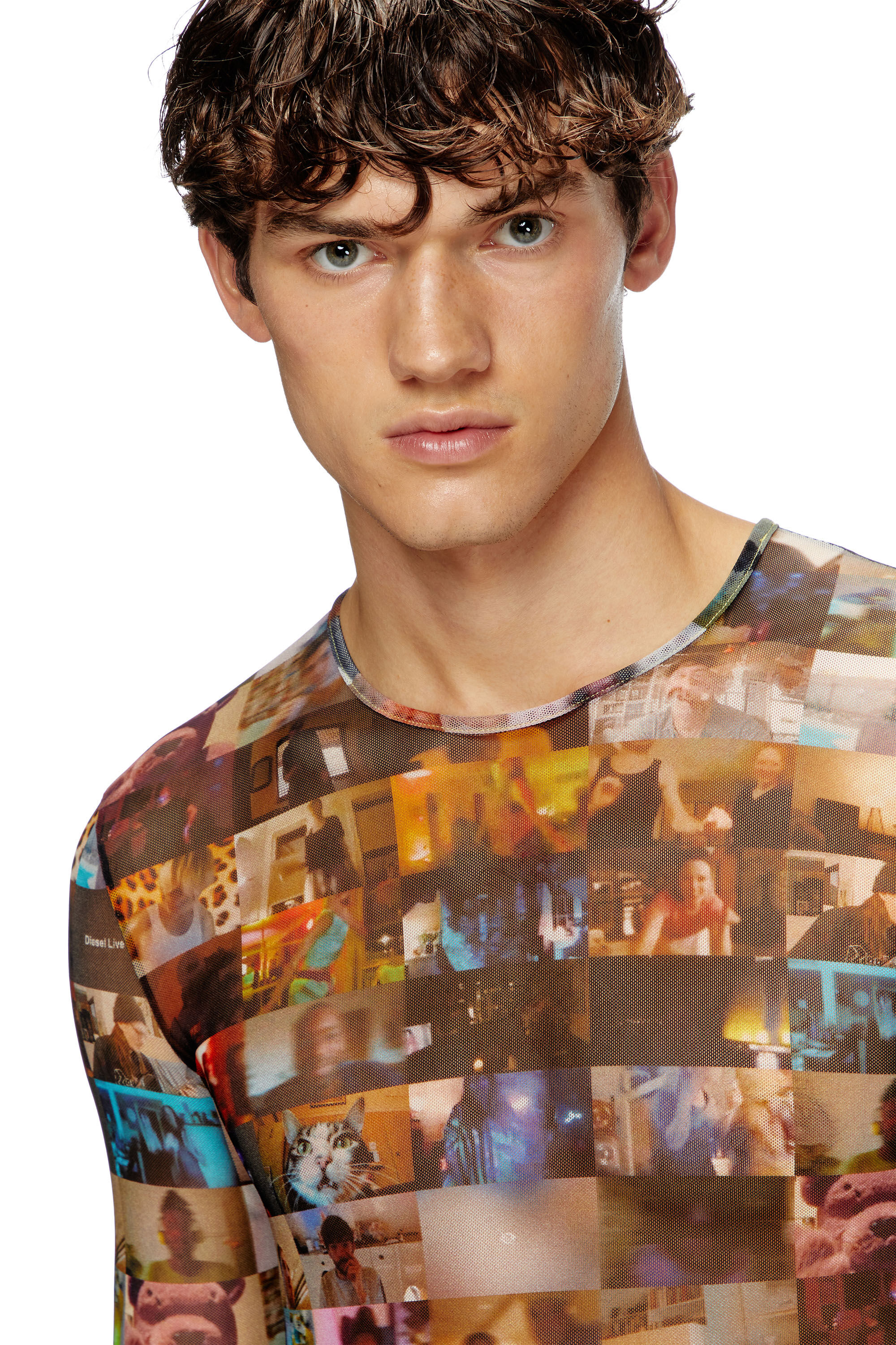 T-LIXY Stretch tulle top with Livestream print｜マルチカラー｜メンズ｜DIESEL