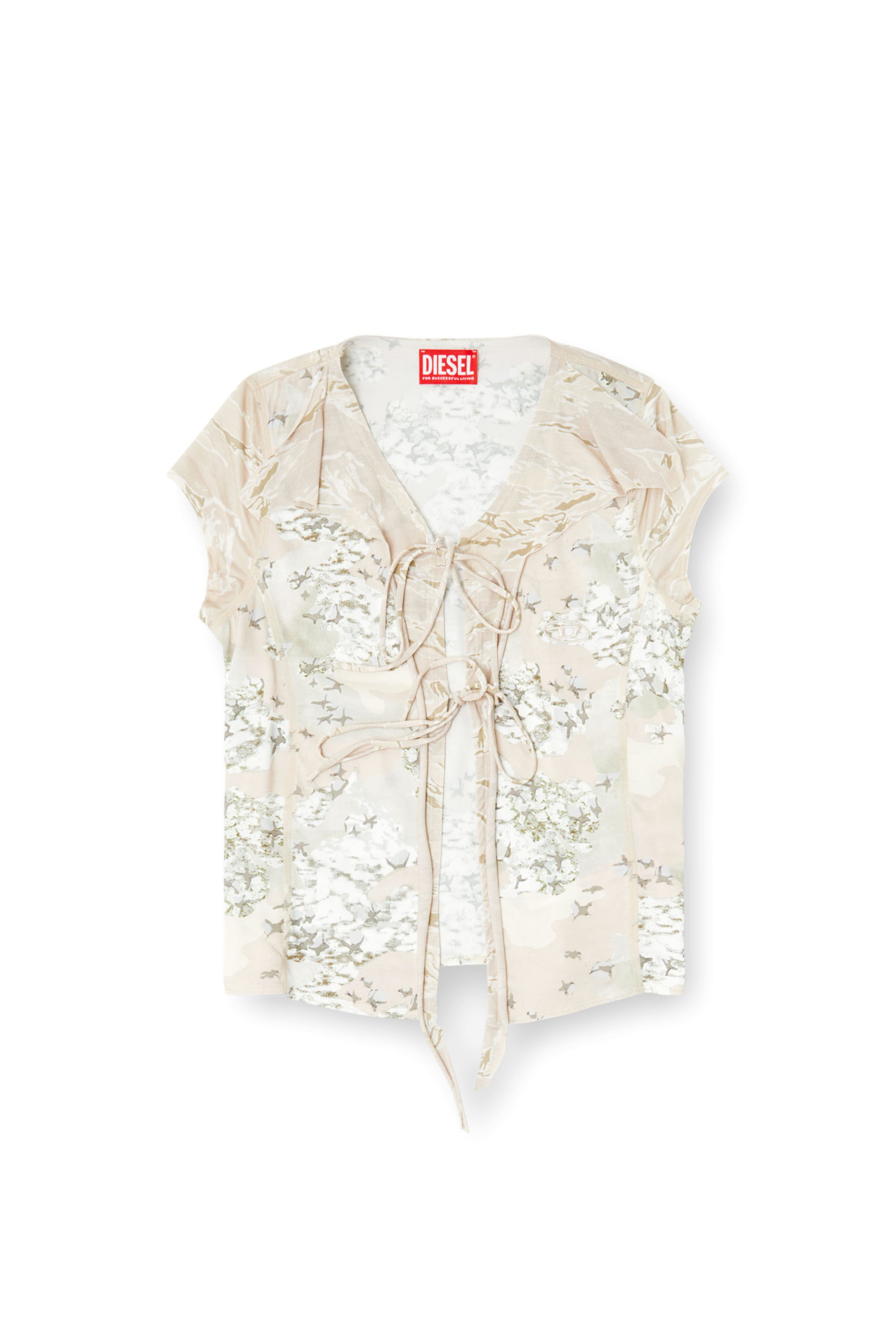 Diesel - T-AFRYMY, Female's Tie top with mixed camo prints in ベージュ - 2