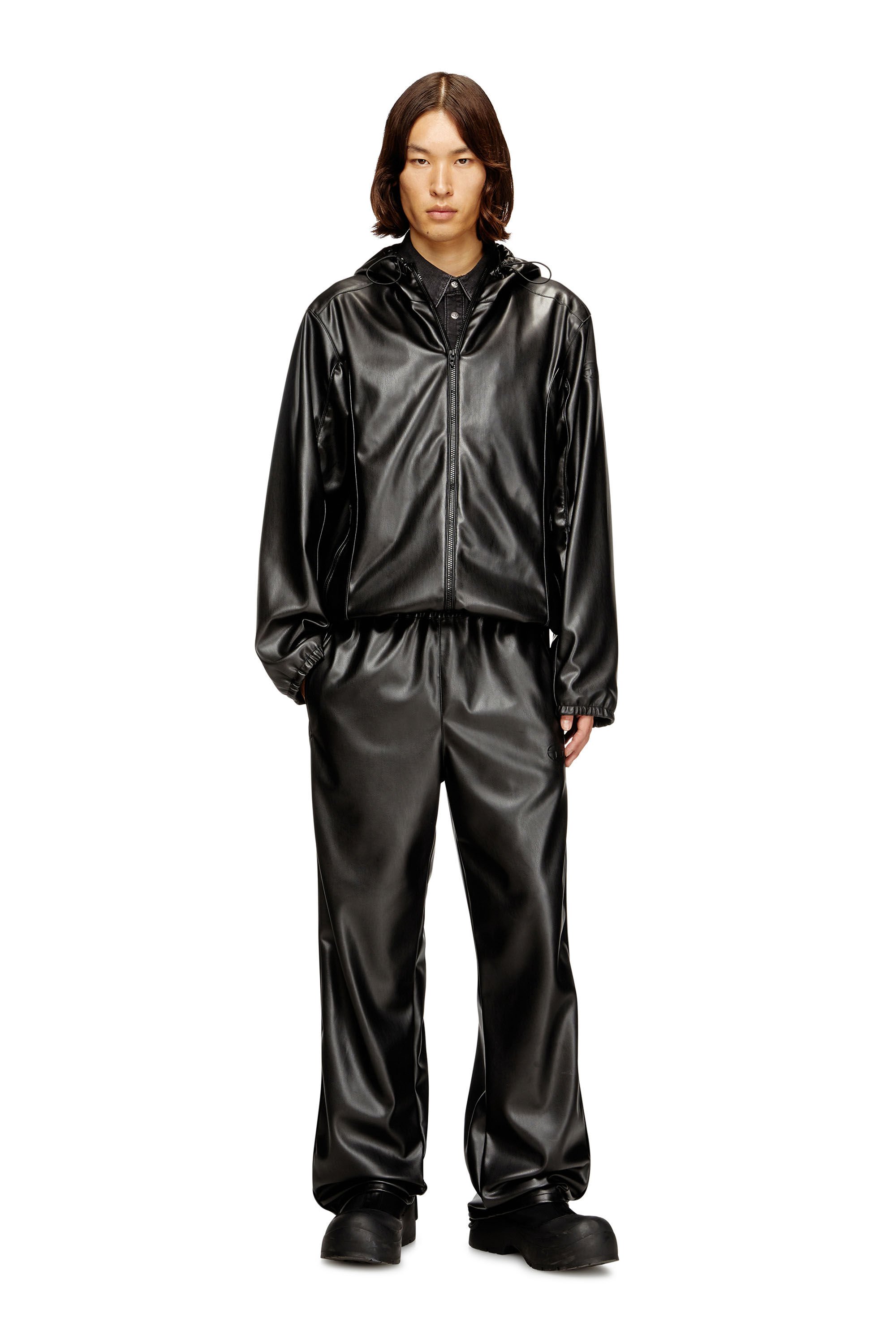 Diesel - J-HIVES-PGBX, Male's Hooded windbreaker in coated fabric in ブラック - 1