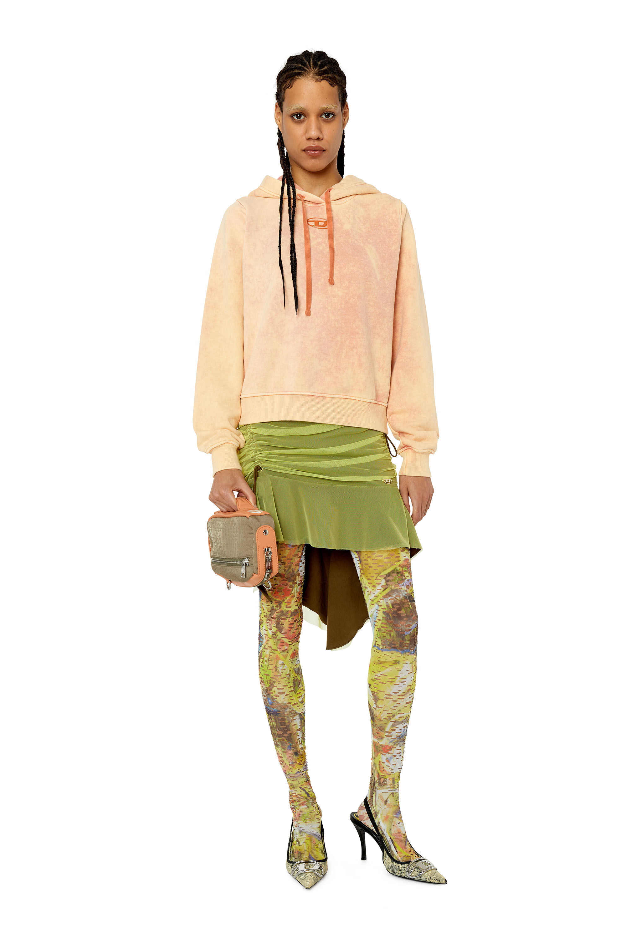 Diesel - F-REGGY-HOOD-G2, Female's スウェット パーカー ロゴ in オレンジ - 1