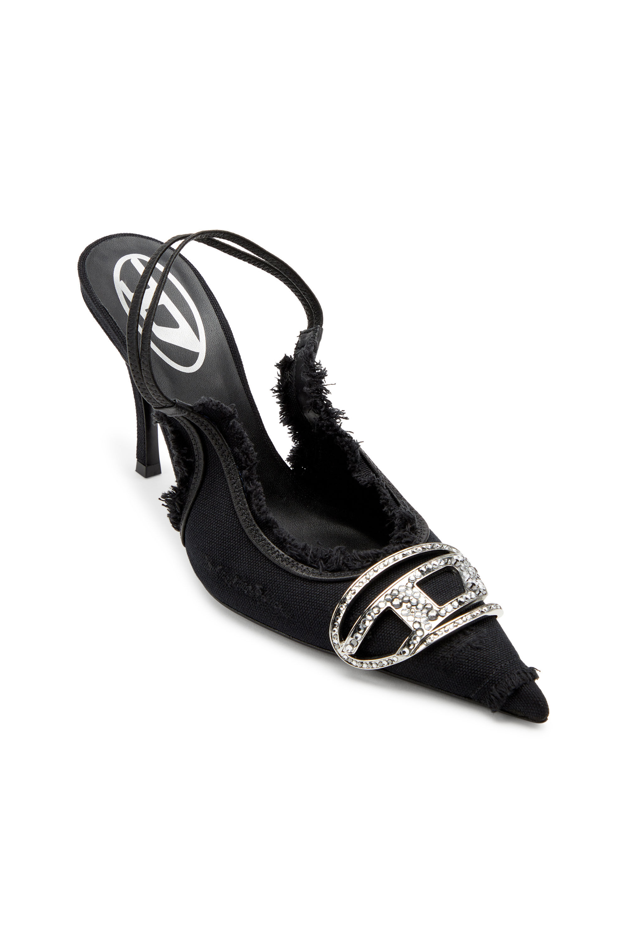 Diesel - D-VENUS SB, Female's D-Venus-Slingback pumps in distressed canvas in ブラック - 5