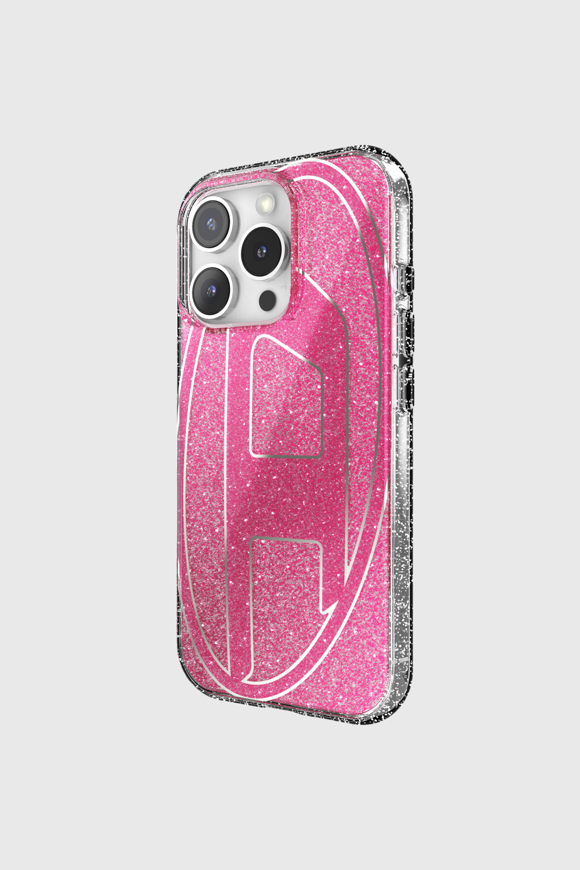 Diesel - 60156 AOP CASE, Unisex's Oval D Glitter Case for iP 16 Pro in ピンク / ホワイト - 3