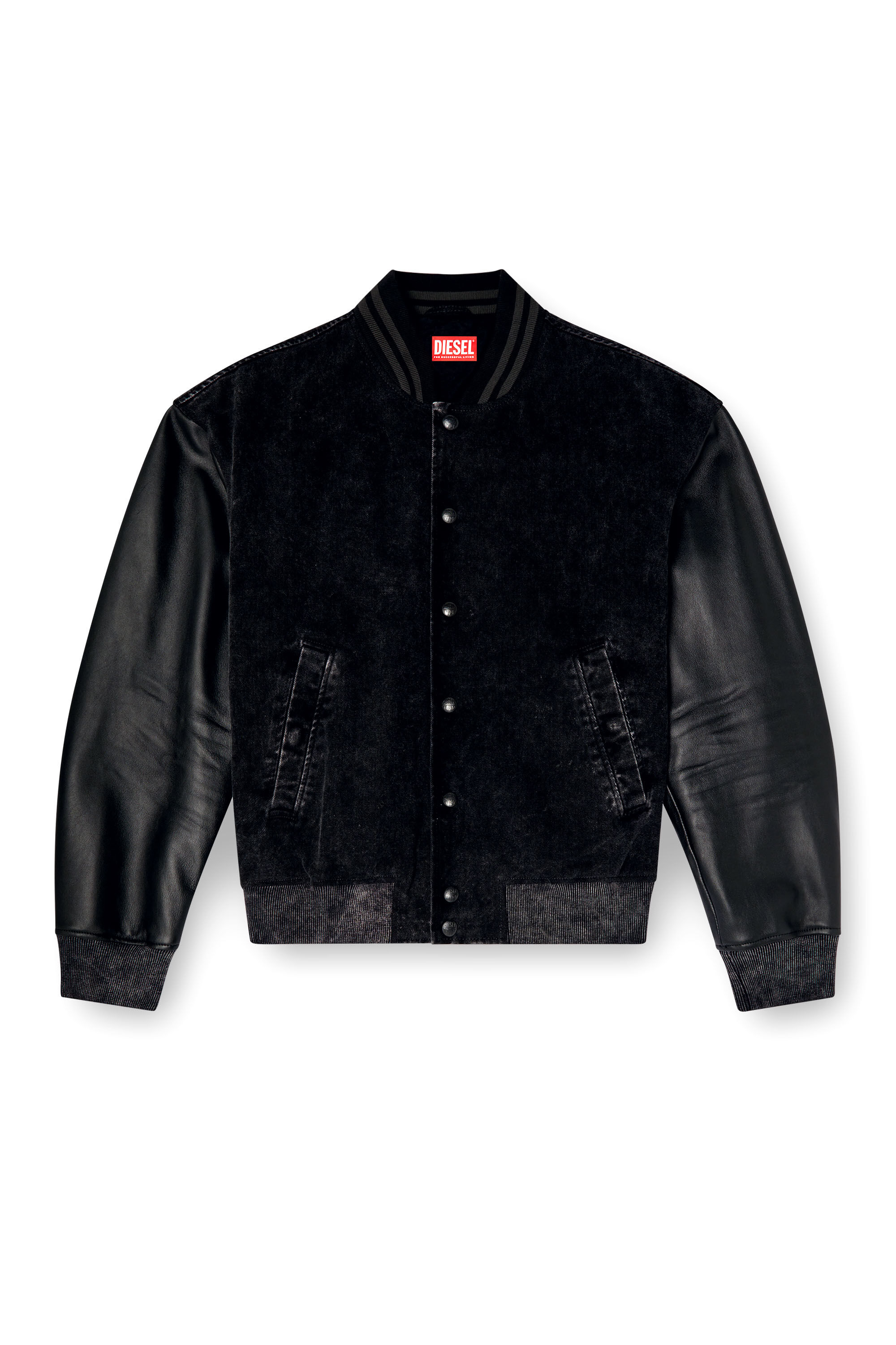 Diesel - L-NYN, Male's Denim and leather bomber jacket in ブラック - 2