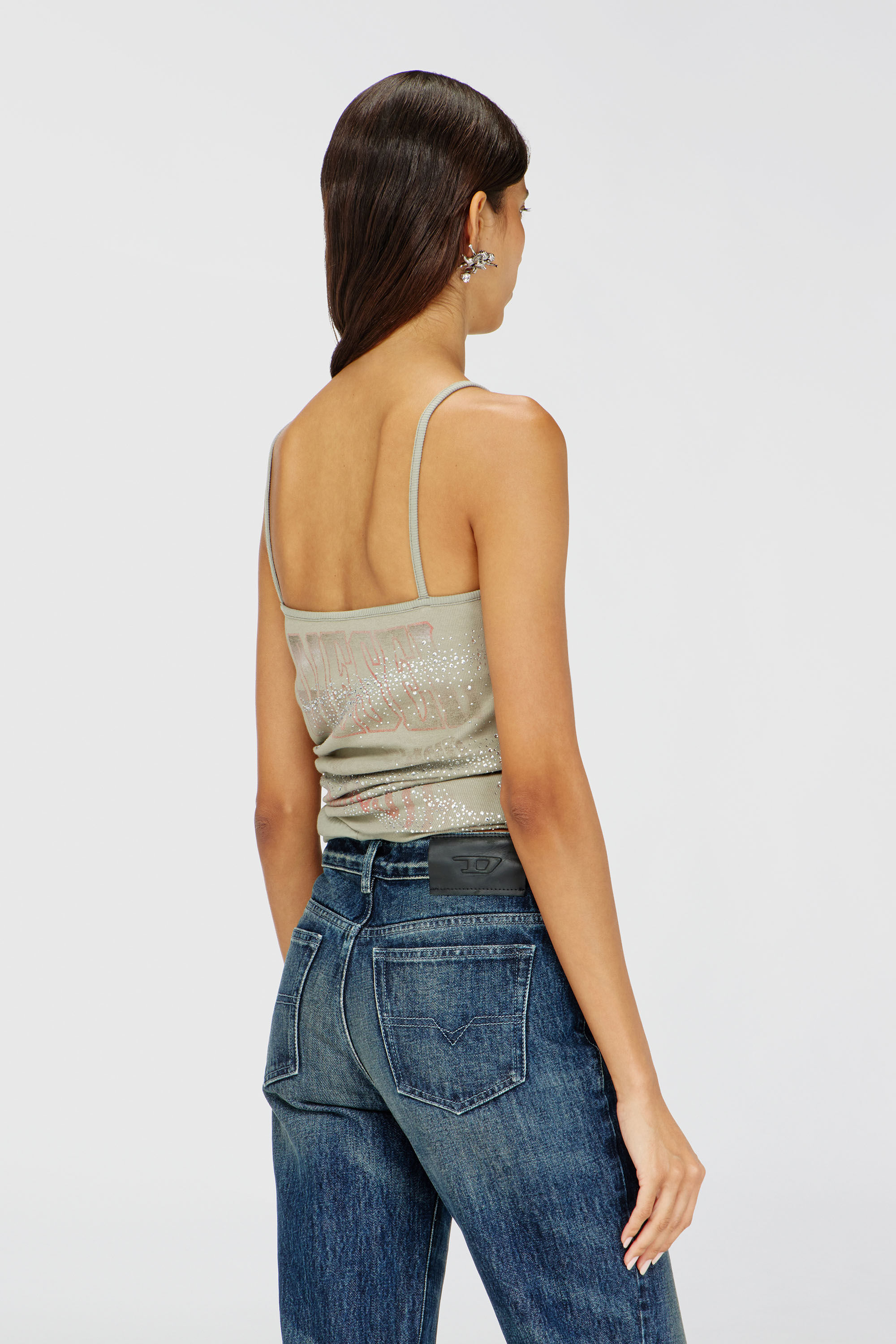 Diesel - T-RECY, Female's Rucked-up camisole in double-layer jersey in ライトグレー - 4