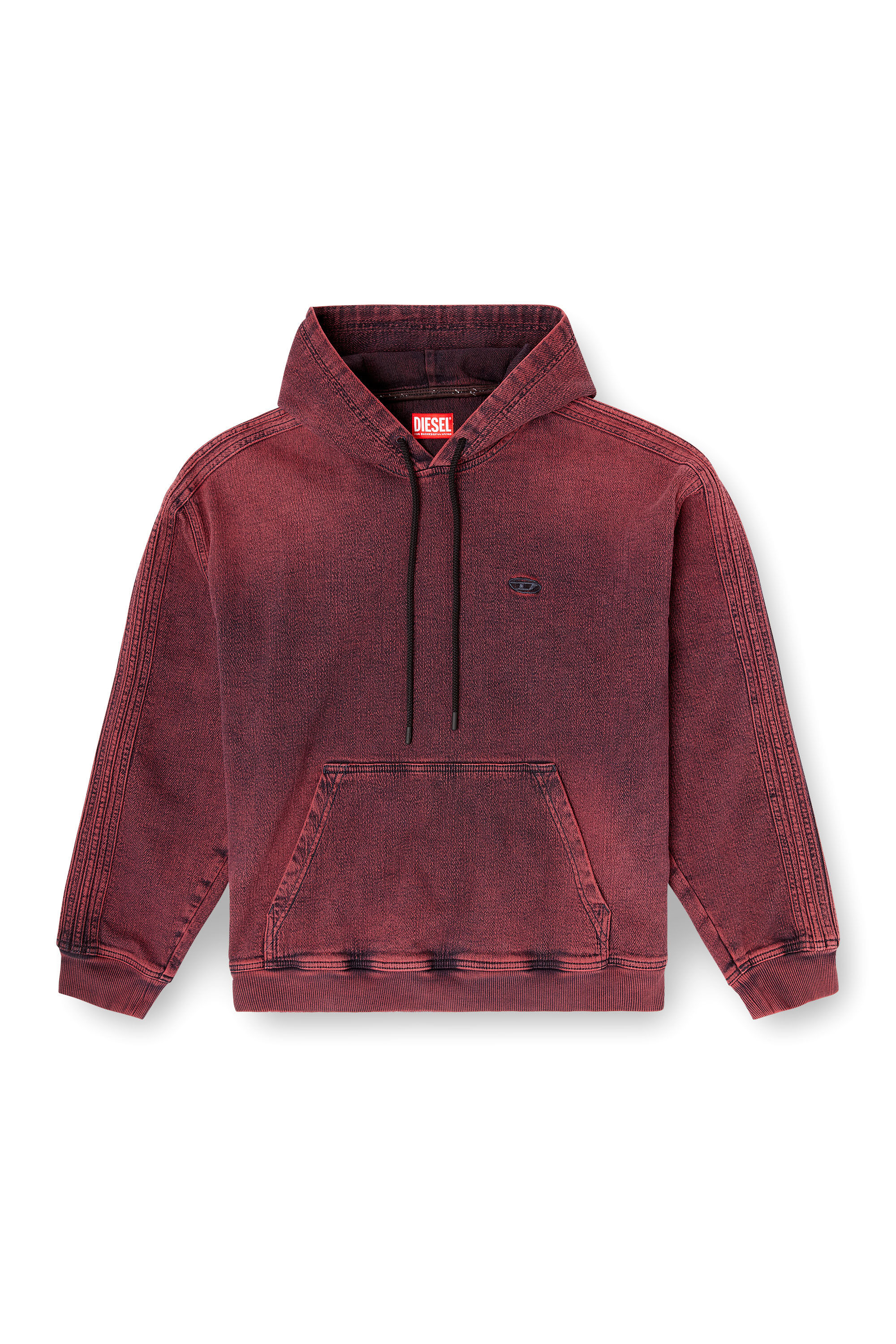 D-UM-RIB-HORSE Hoodie in indigo track denim with logo｜レッド