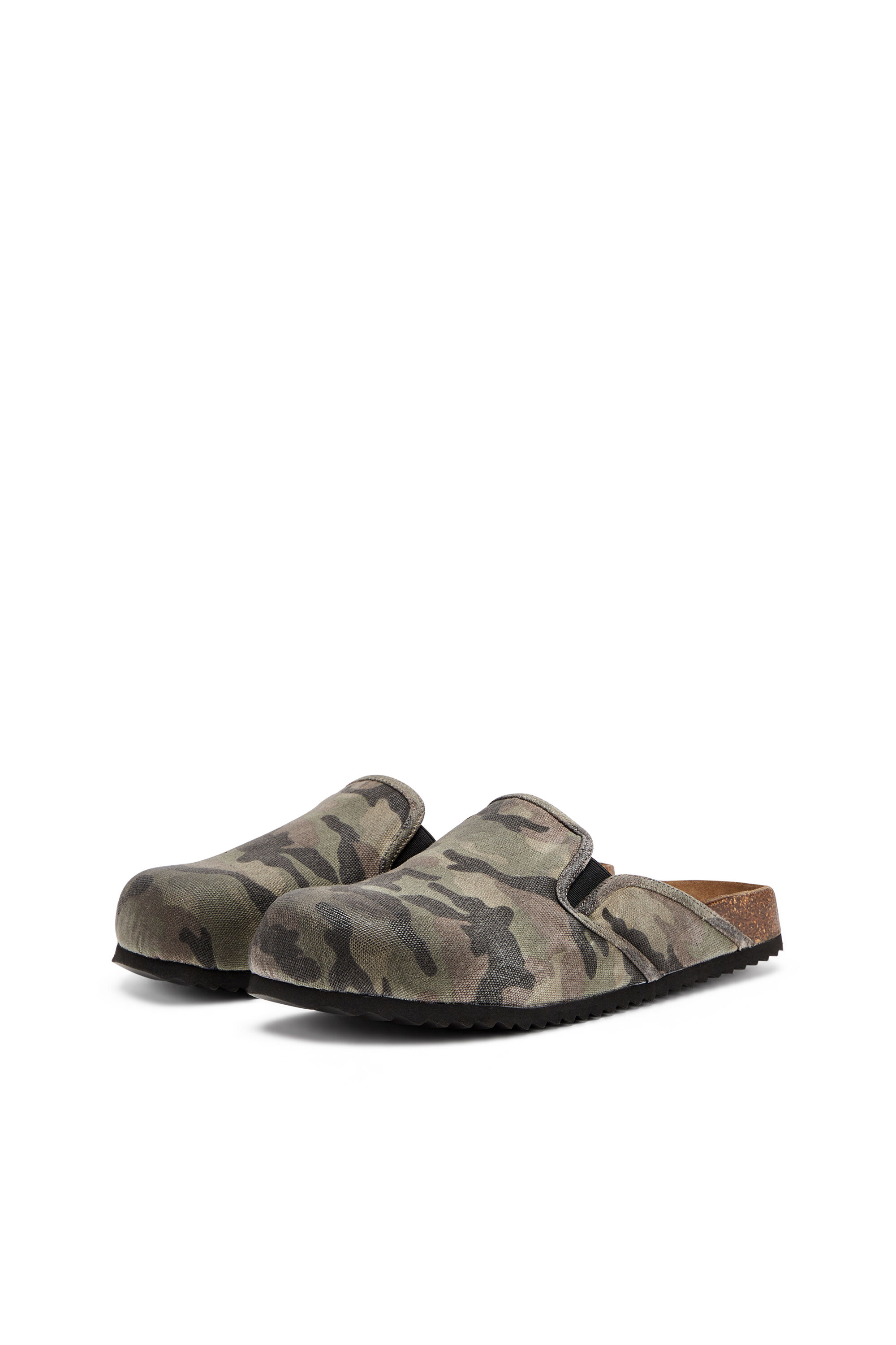 Diesel - D-WOODSTOCK SLIP-ON, Male's D-Woodstock-Camo-canvas mules in ミリタリーグリーン - 8