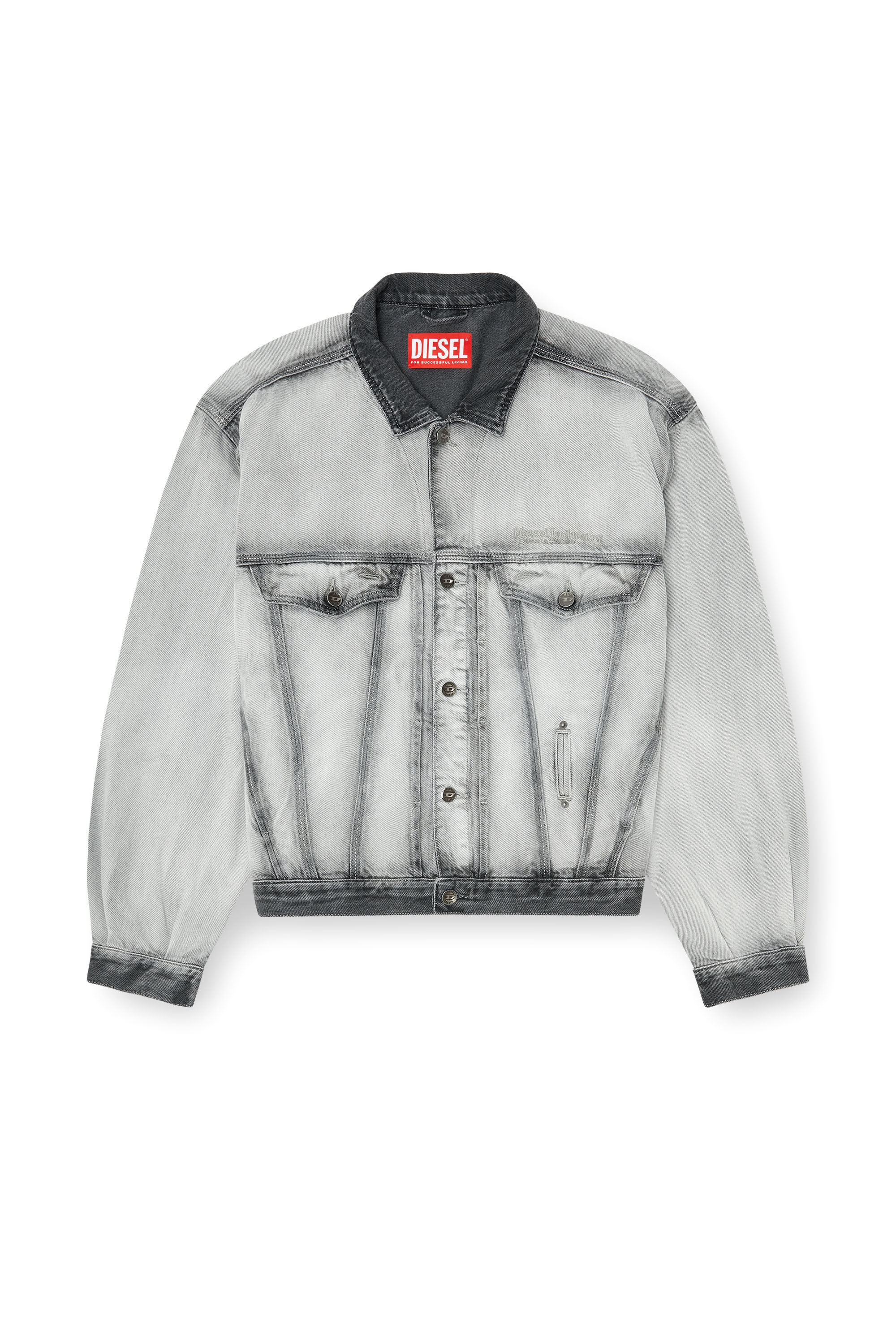 D-DENVER-FSI Trucker jacket in soft skeleton denim｜グレー