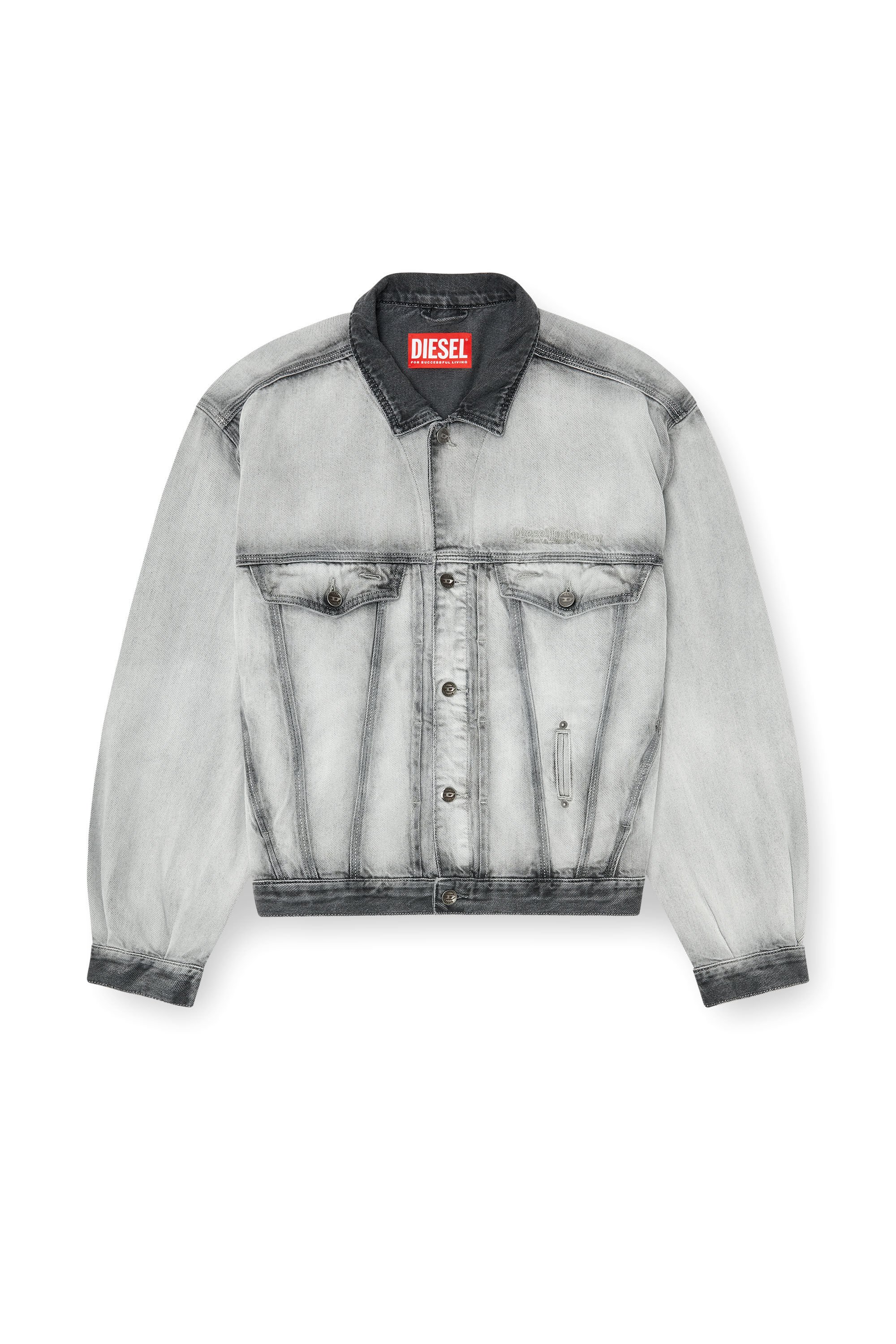 Diesel - D-DENVER-FSI, Unisex's Trucker jacket in soft skeleton denim in ライトグレー - 2