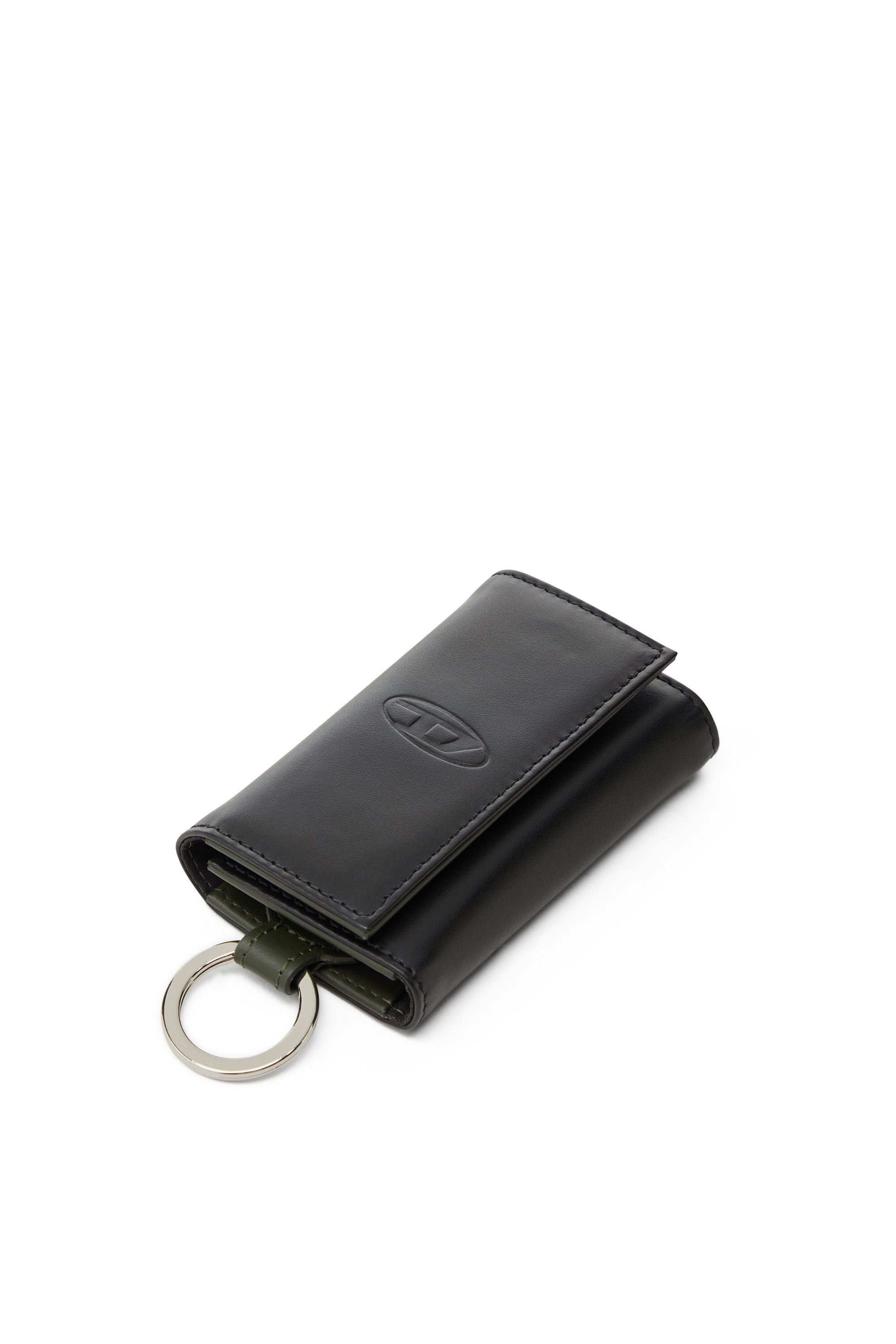 Diesel - KEYCASE II, Male's カウレザー キーケース in ブラック/グリーン - 4