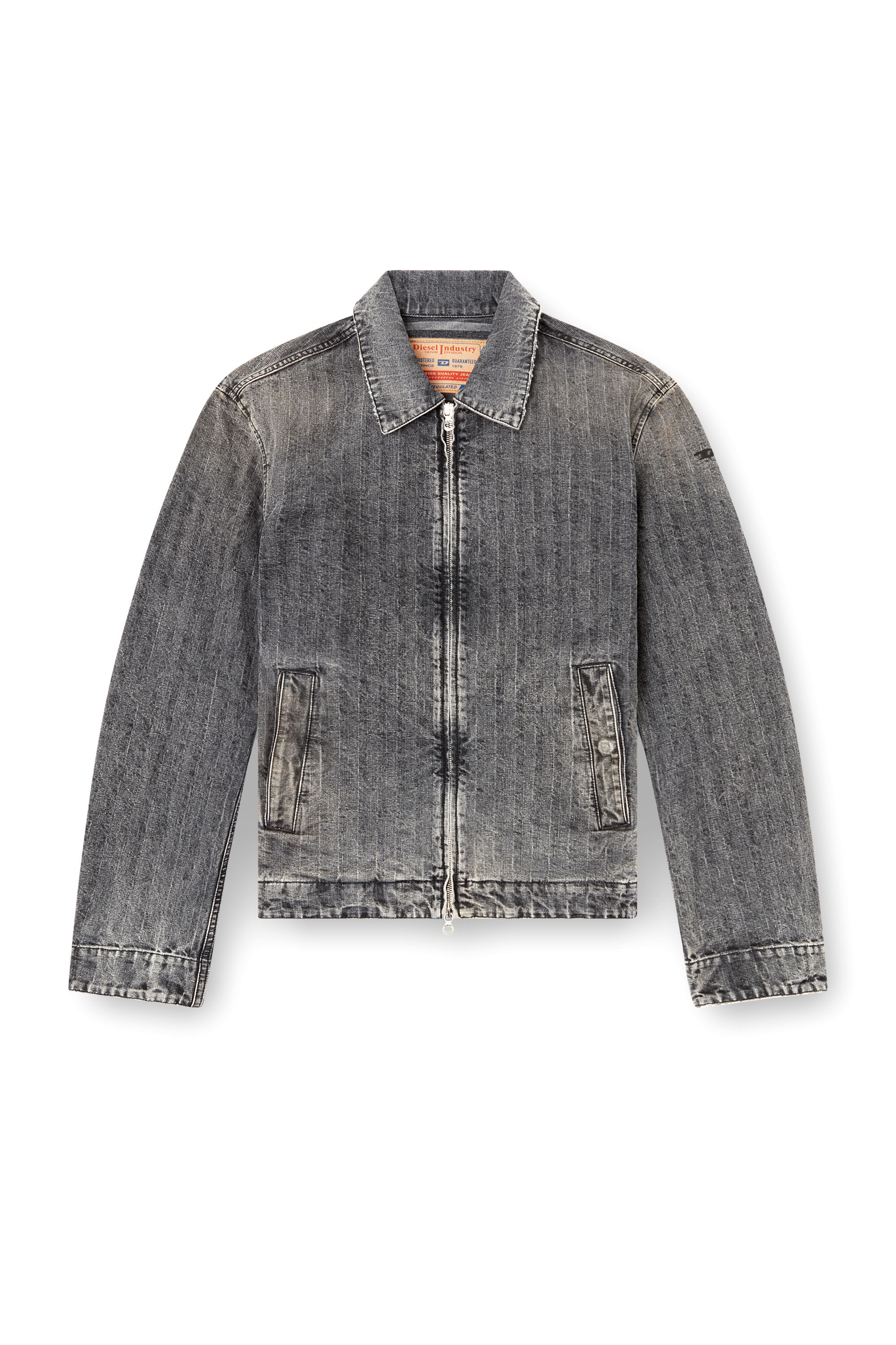 Diesel - D-ROHE, Male's Blouson jacket in herringbone denim in ブラック - 2