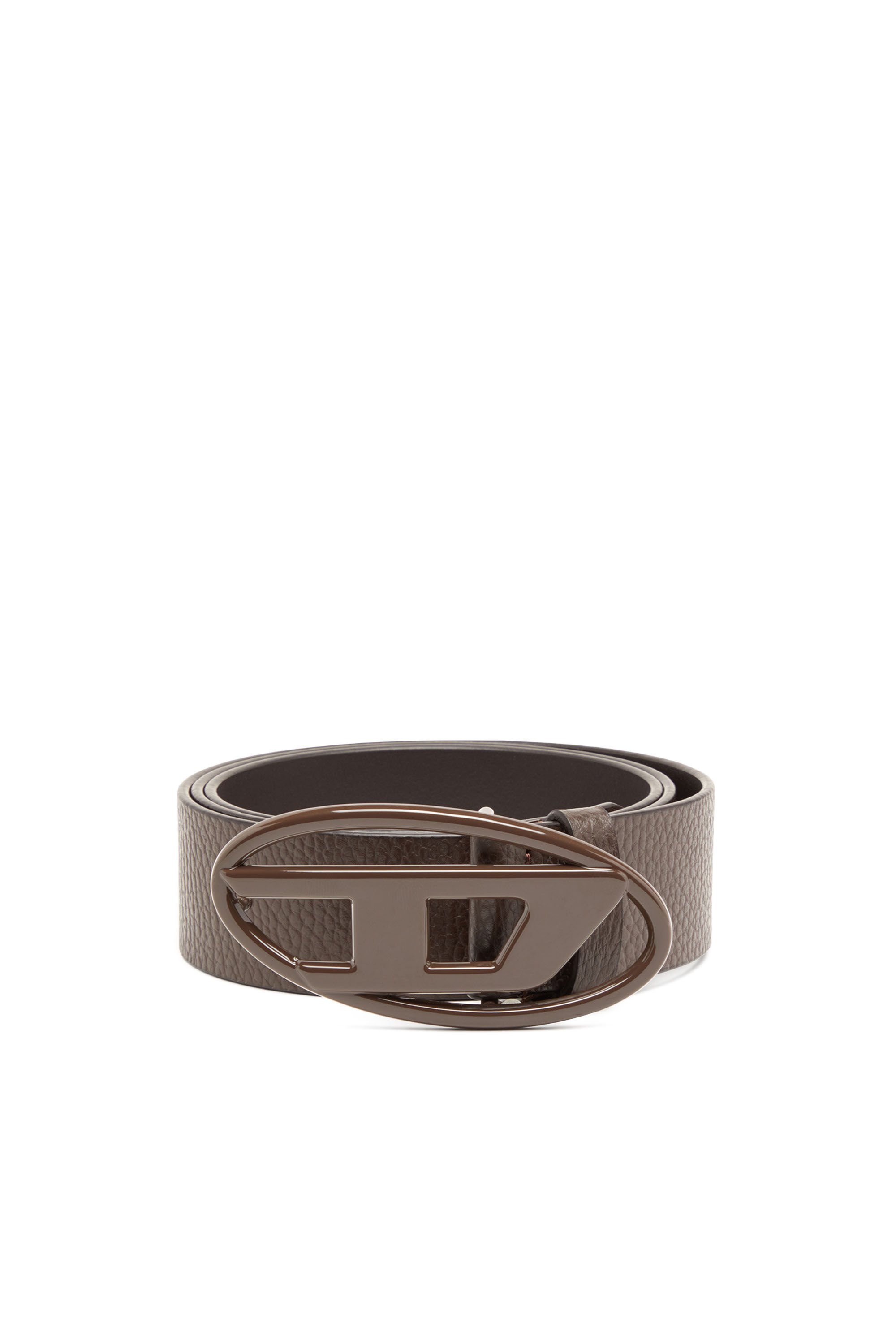 Diesel - B-1DR, Unisex's Leather belt with matte buckle in ブラウン - 1