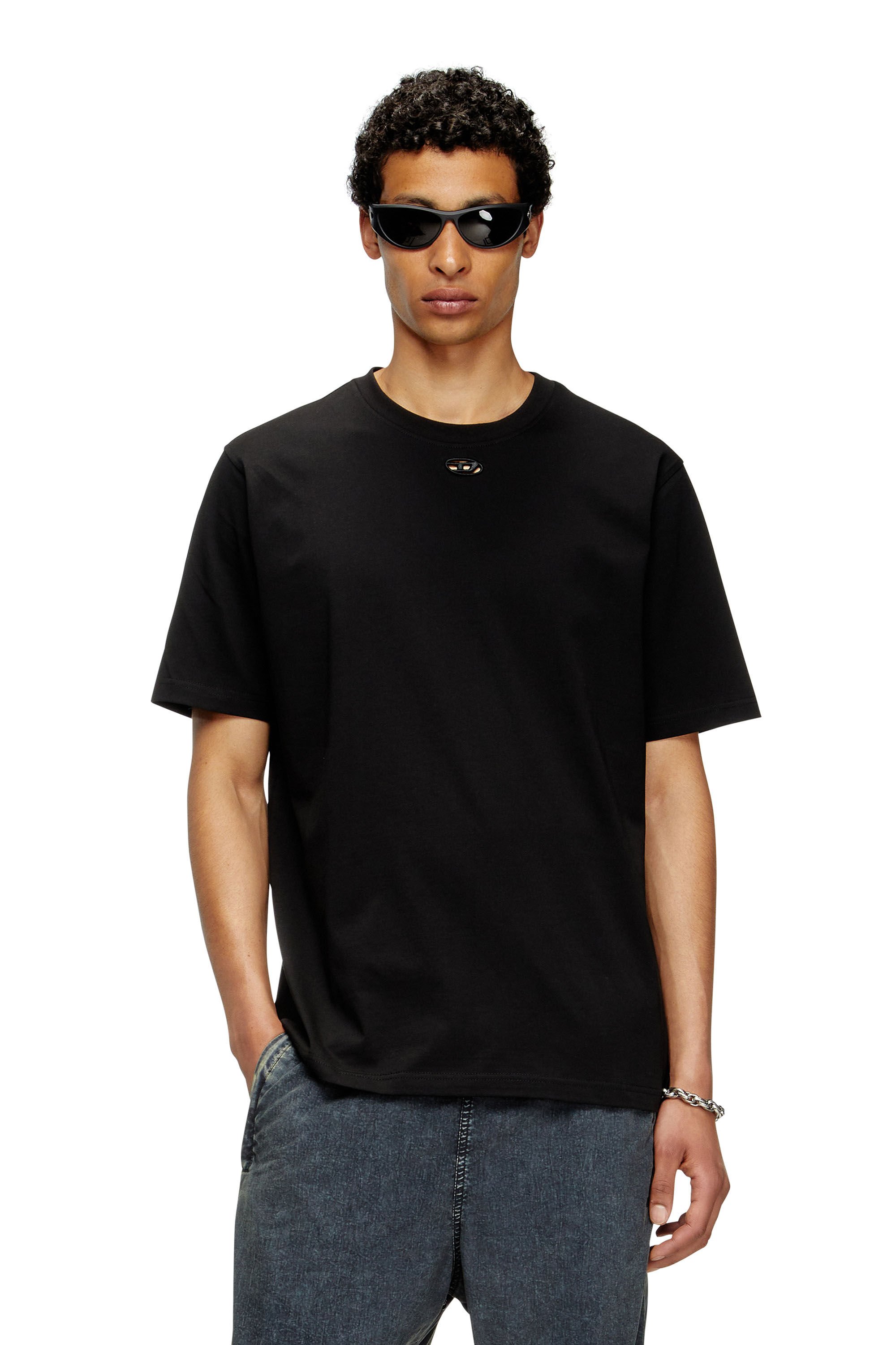 Diesel - T-ADJUST-MAREY, Male's T-shirt with cut-out Oval D in ブラック - 3