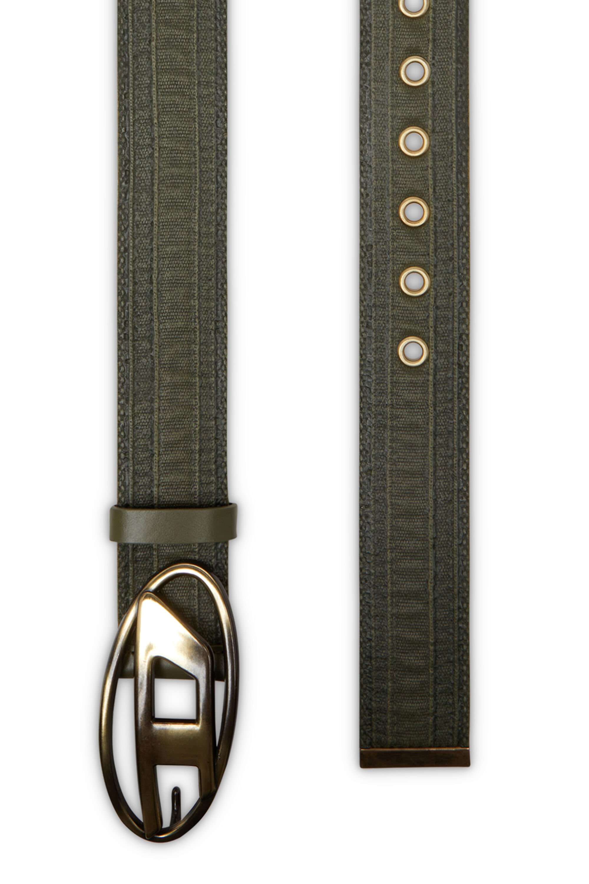 Diesel - B-1DR TAPE, Male's 4cm belt in waxed canvas in グリーン/ブルー - 2