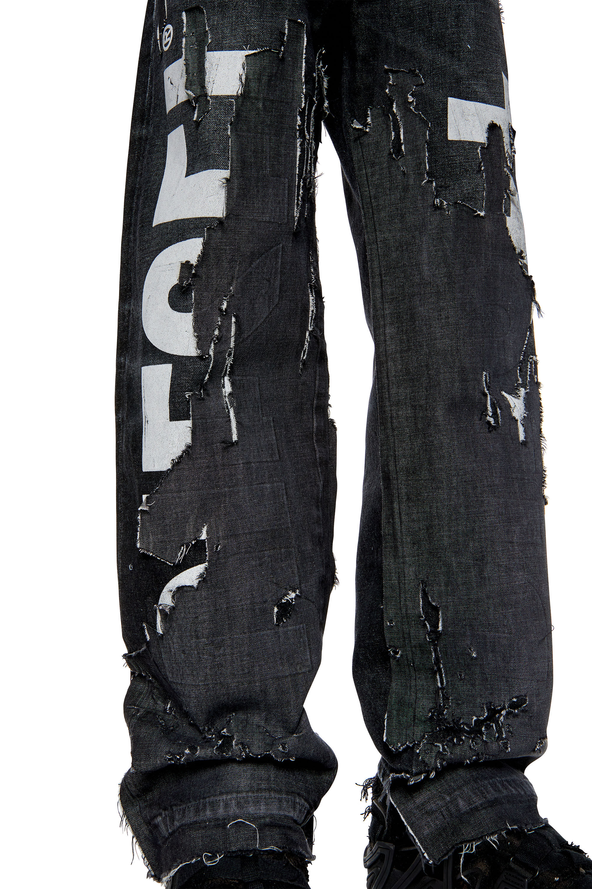 Diesel - Straight Jeans 2010 D-Macs 007Q7, Male's 23SS デニムパンツ ダメージ加工 in ブラック/ダークグレー - 4