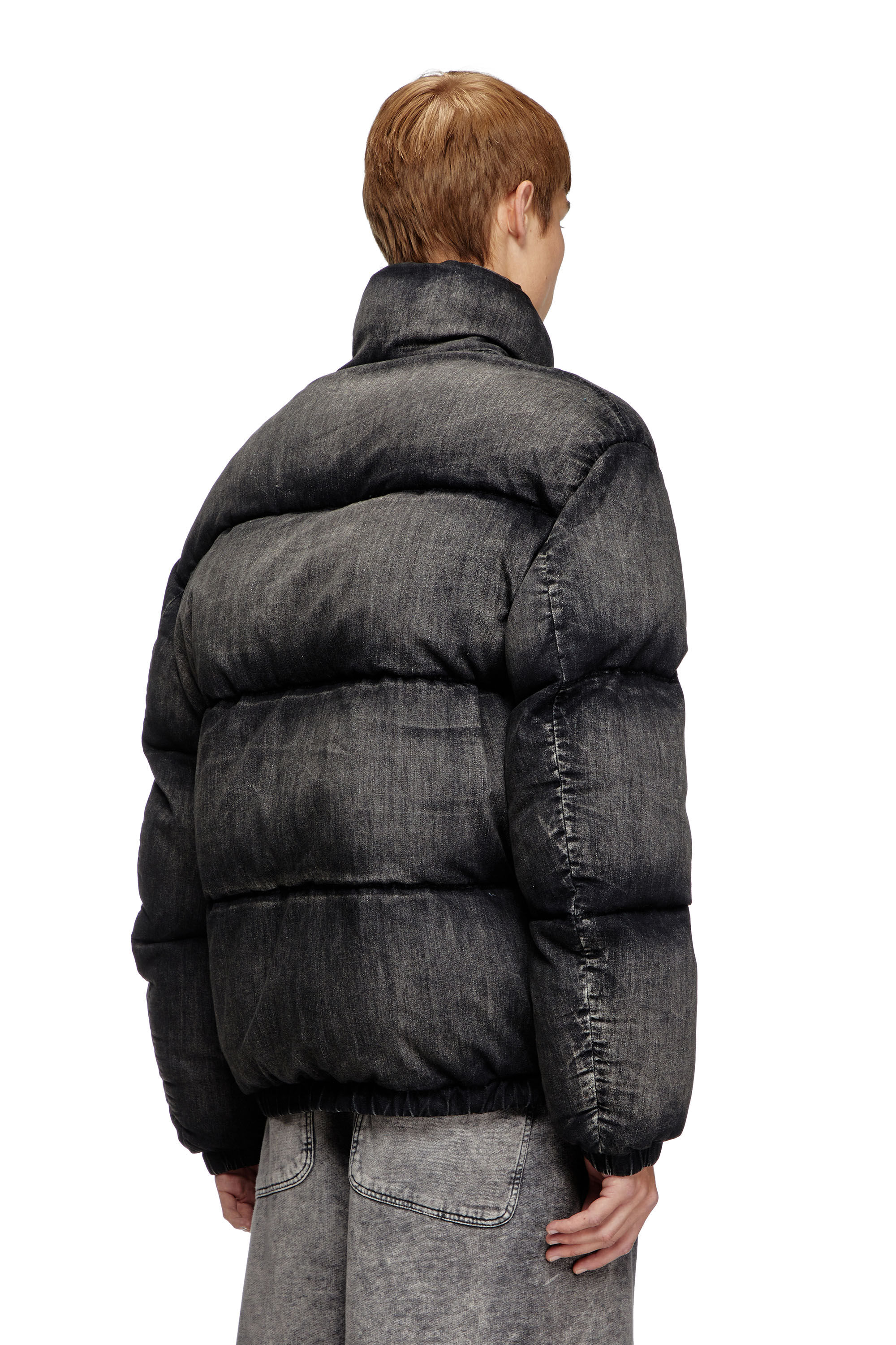Diesel - W-MONS-A, Unisex's Faded denim puffer jacket in ブラック - 5