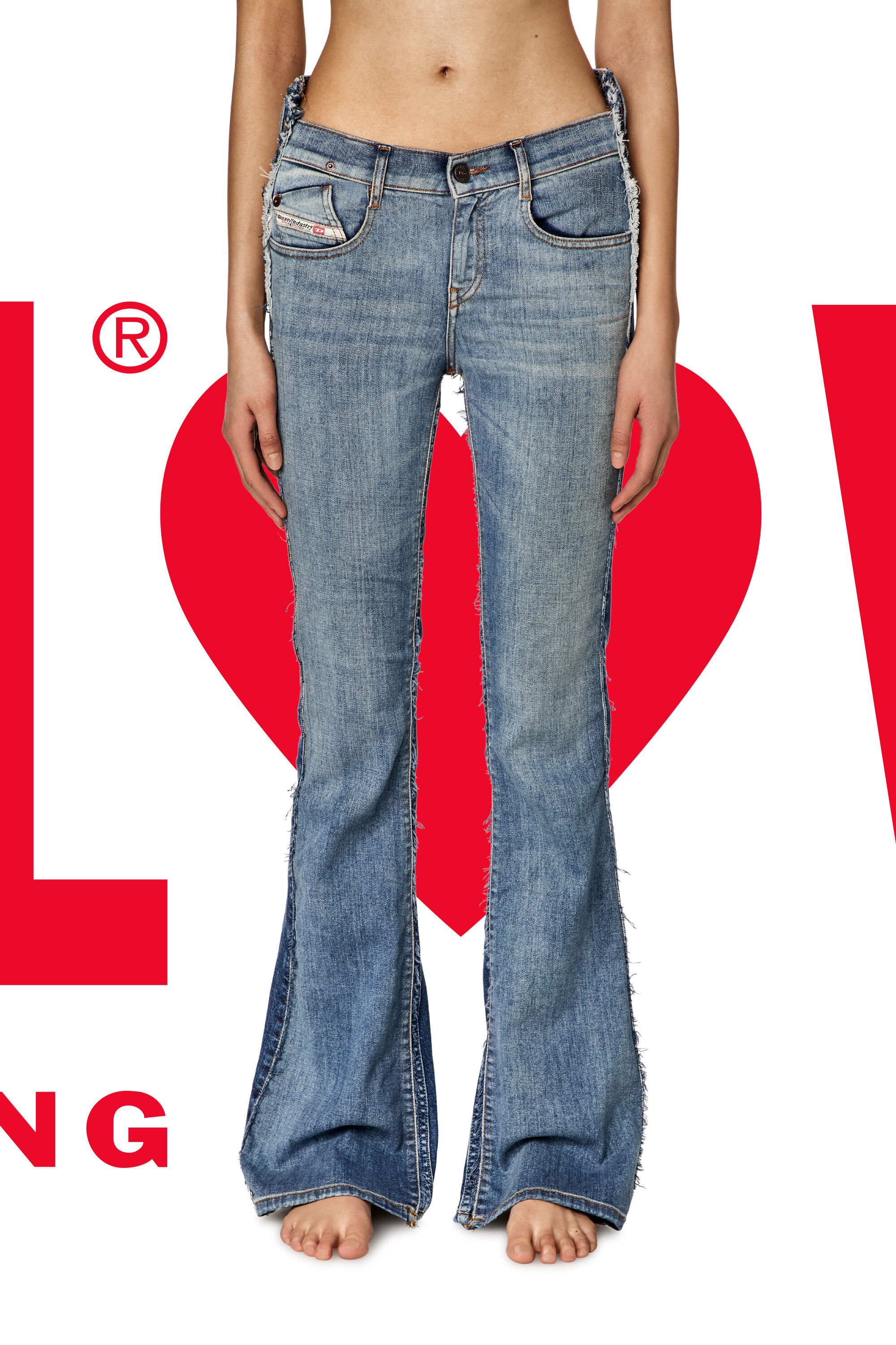 Diesel - Female's Bootcut and Flare Jeans Dieseloves 01 09K46, ミディアムブルー - 4