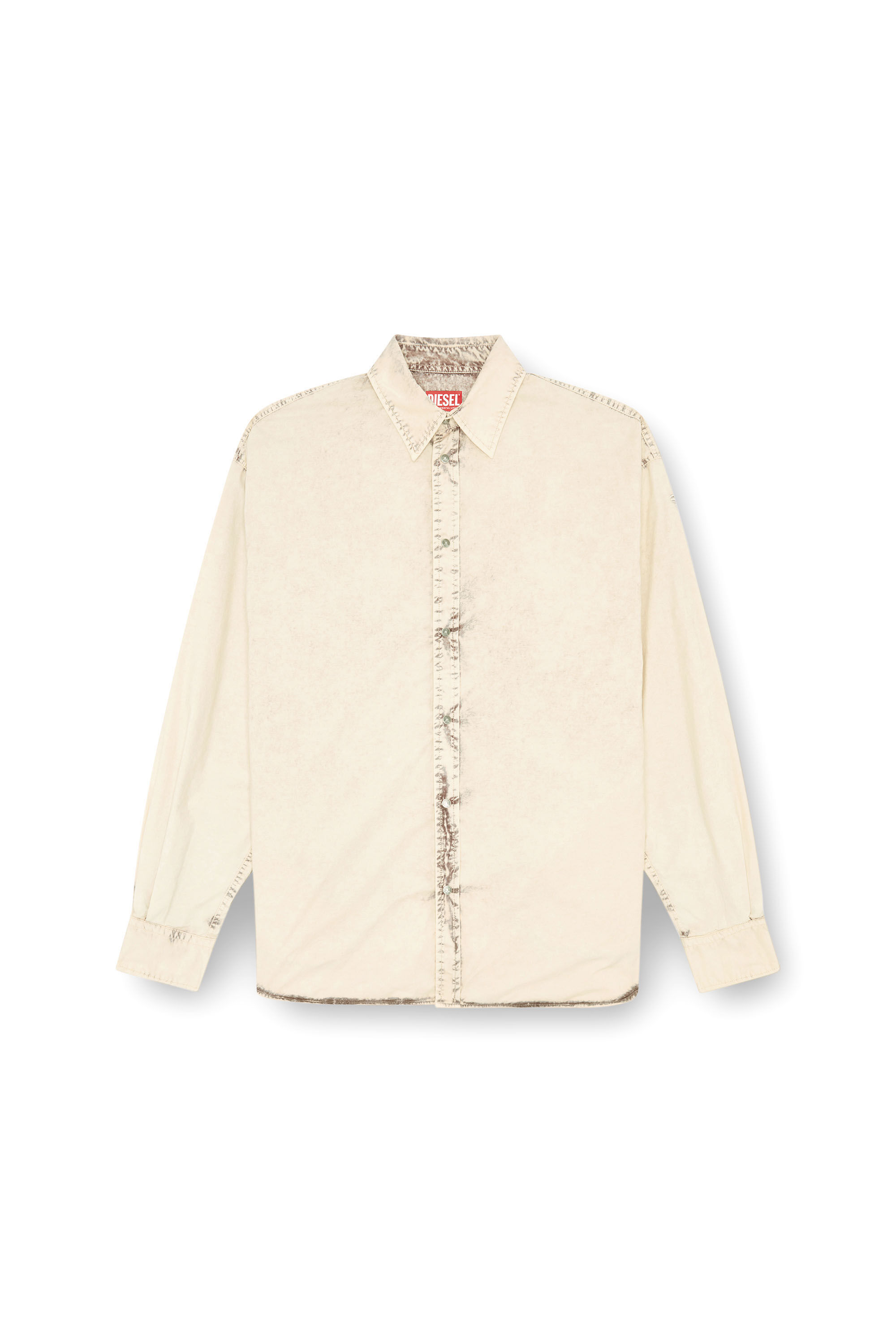 Diesel - S-VEKEN, Male's Shirt in marbled cotton in ベージュ - 2