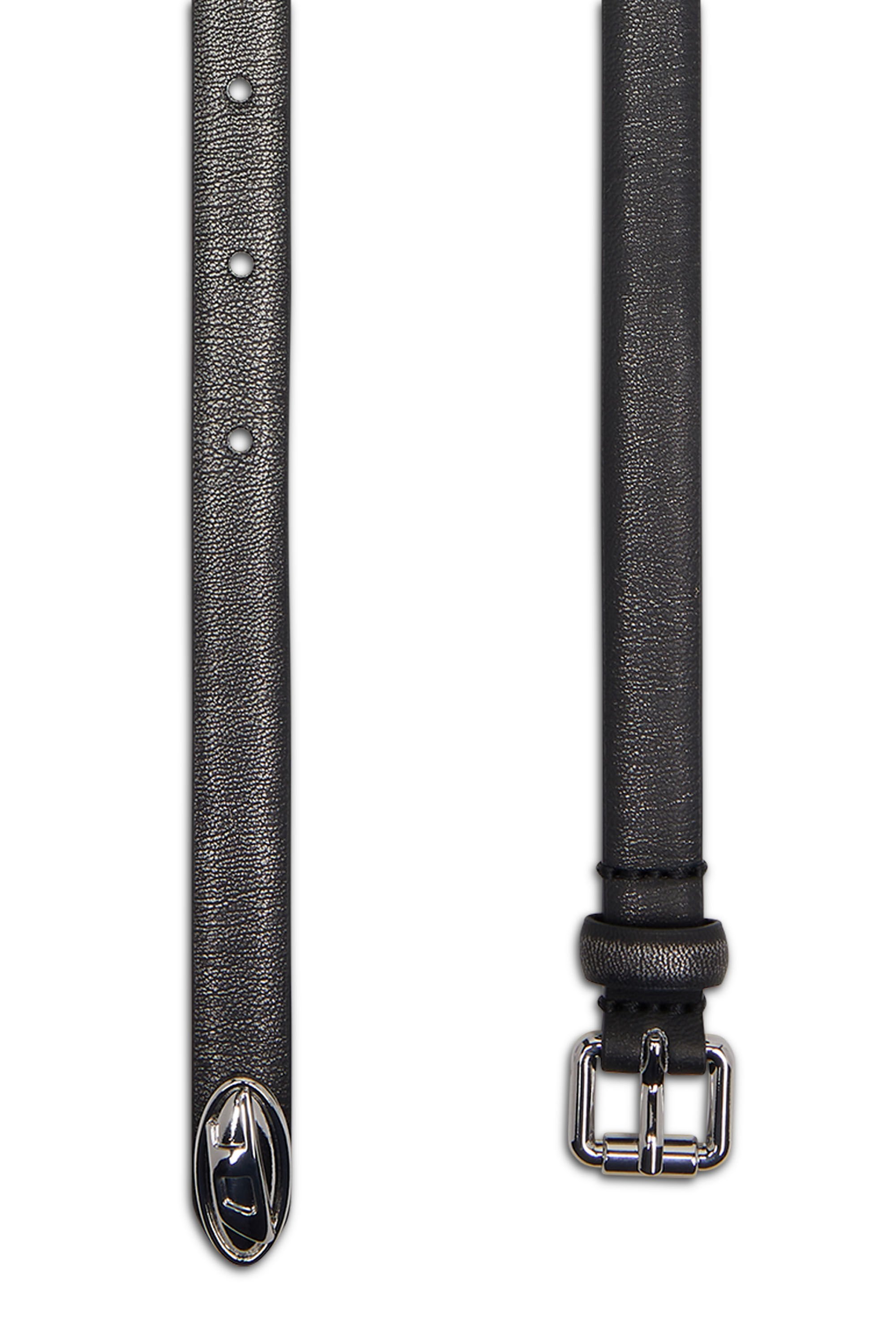 Diesel - B-DD-TIP, Female's 1.4cm belt with slim buckle in ブラック/シルバー - 2