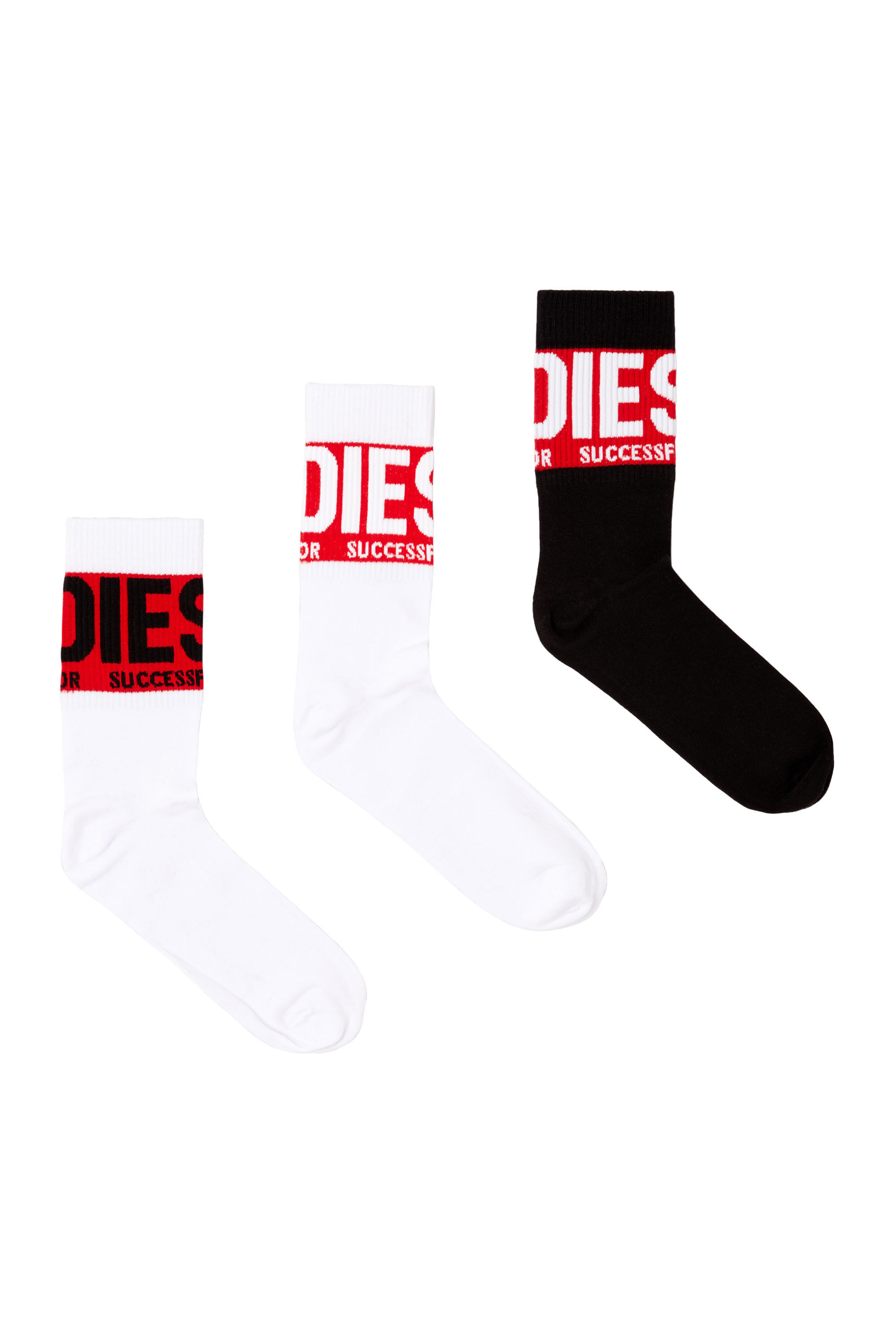 Diesel - SKM-RAY-THREEPACK, Male's ソックス 3枚パック in ホワイト/ブラック - 1