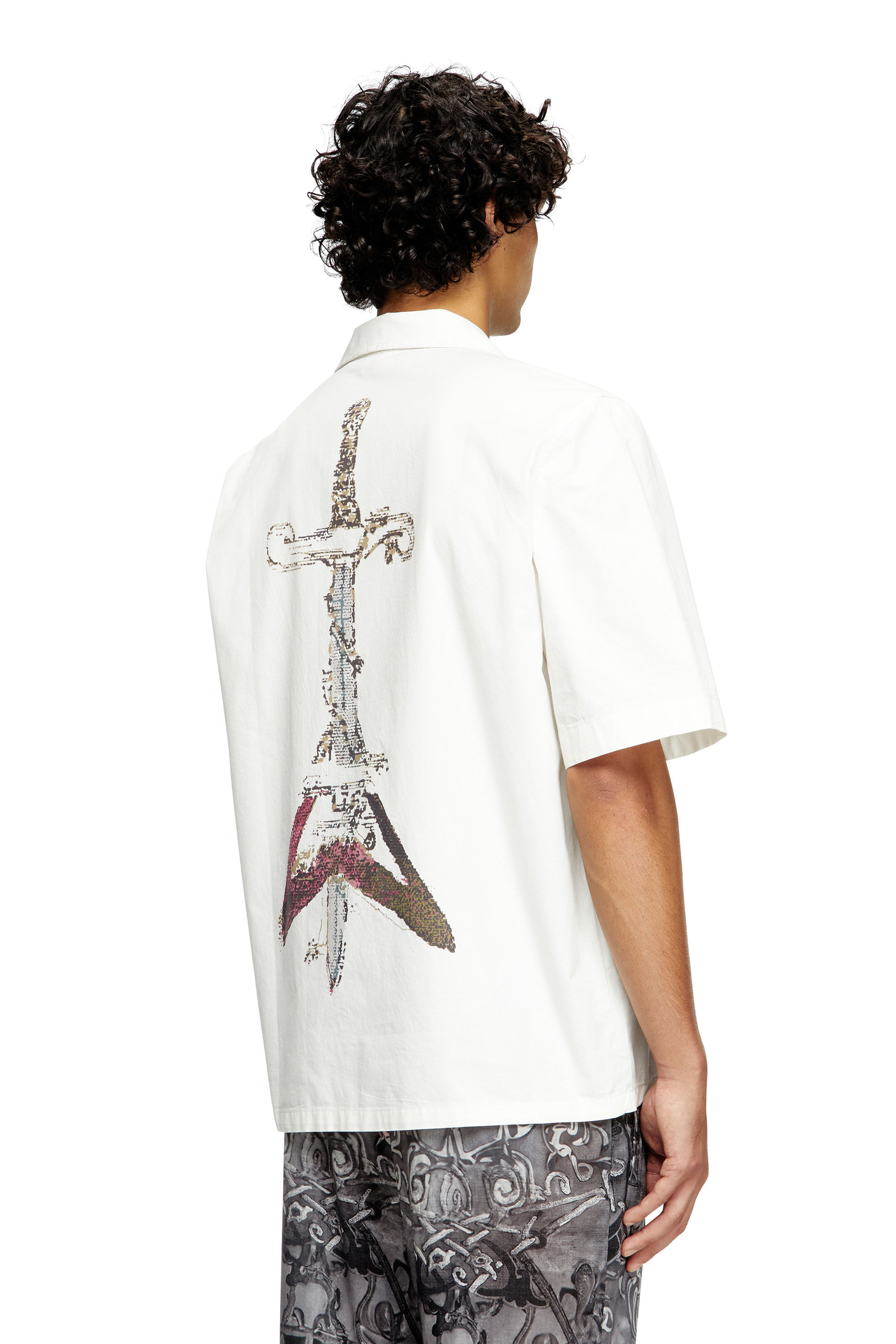 Diesel - S-BRACK-A-HGBS, Male's Shirt with sword print in ホワイト - 4