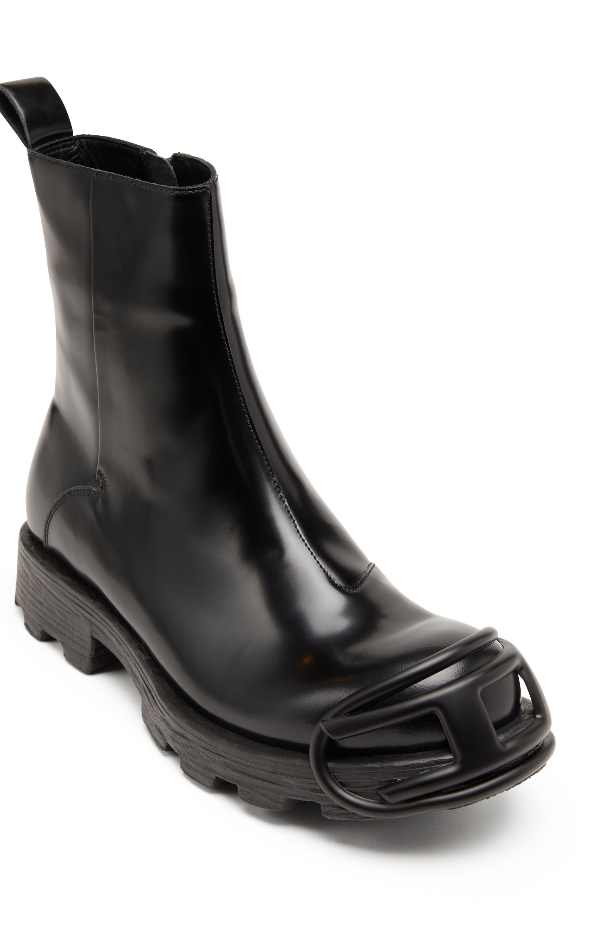 Diesel - D-HAMMER BT ZIP D, Male's D-Hammer-Leather Chelsea boots with Oval D toe caps in ブラック - 7