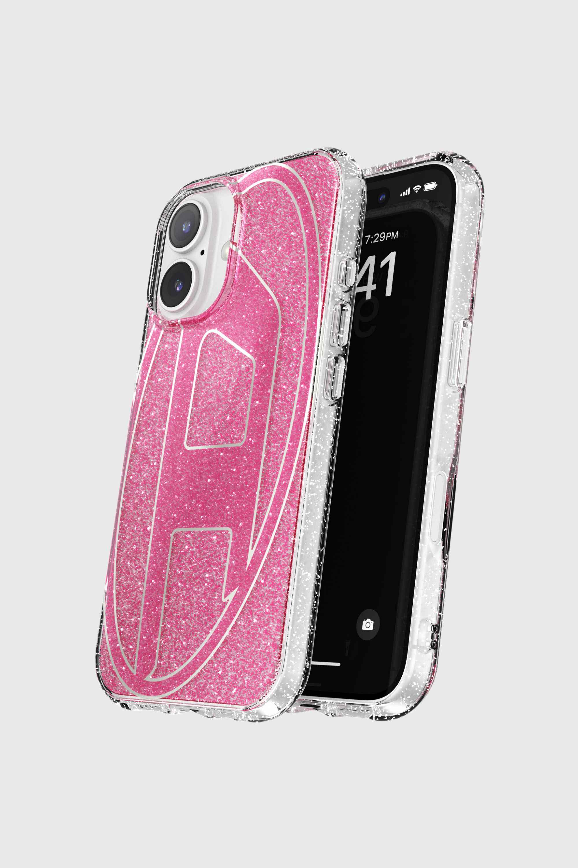 Diesel - 60155 AOP CASE, Unisex's Oval D Glitter Case for iP 16 in ピンク / ホワイト - 4