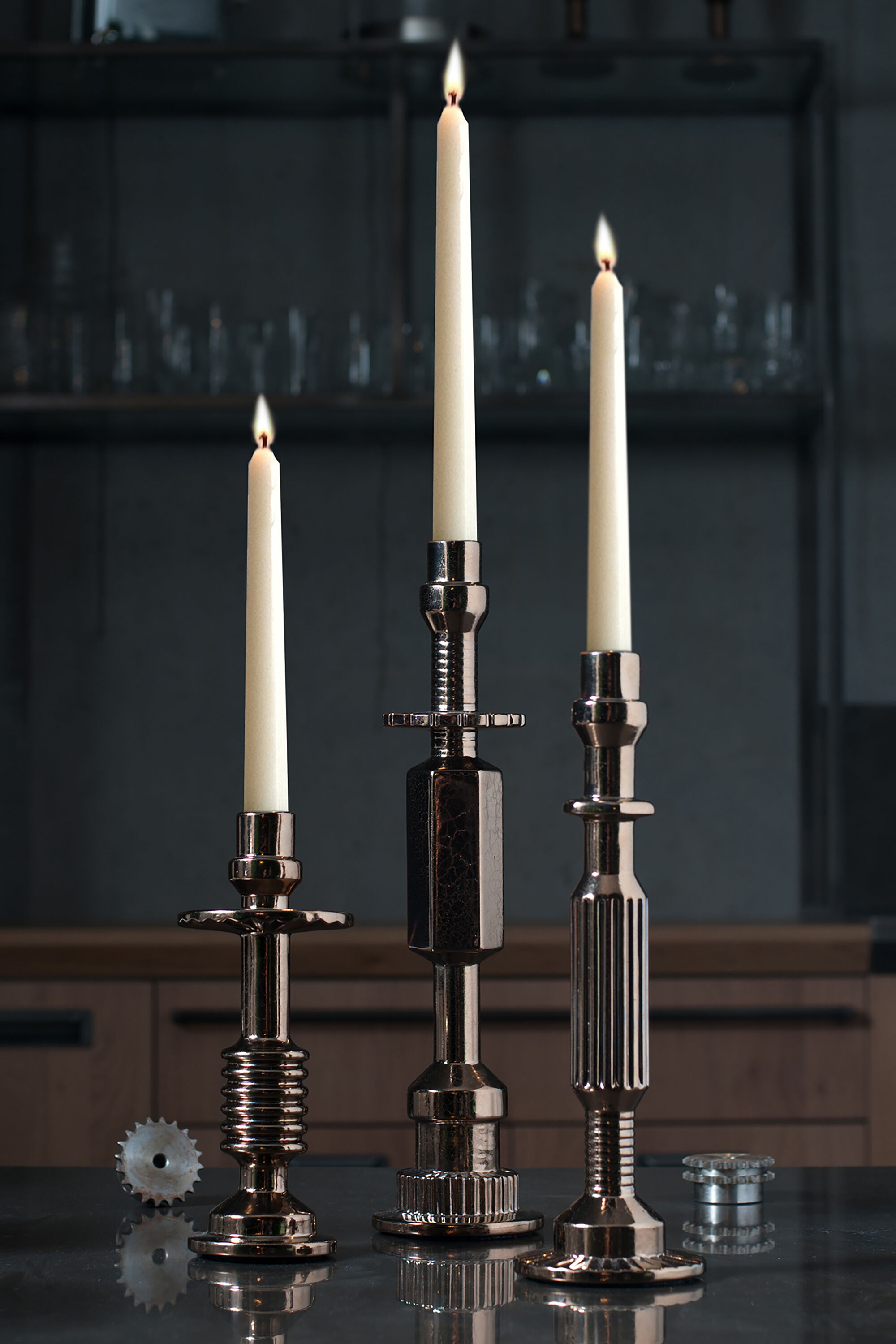 Diesel - 10953 TRANSMISSION, Unisex's Bronze medium porcelain candleholder in ブロンズ - 4