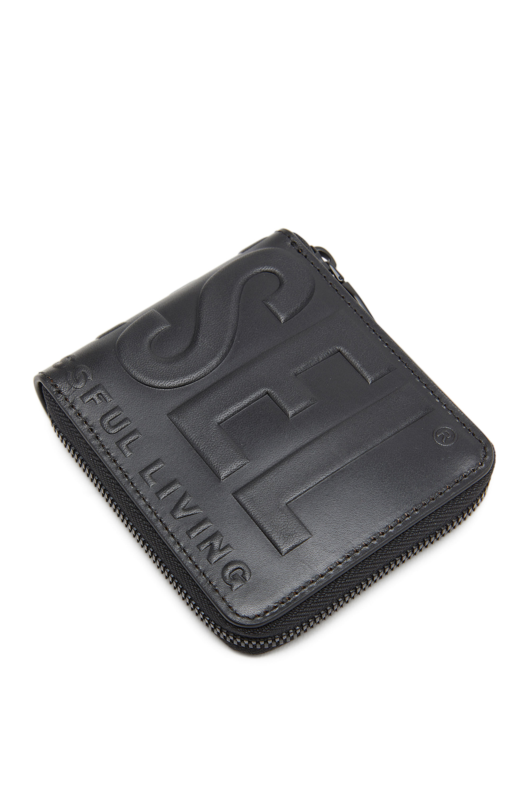 DSL 3D BI-FOLD COIN ZIP XS Leather zip wallet with embossed logo