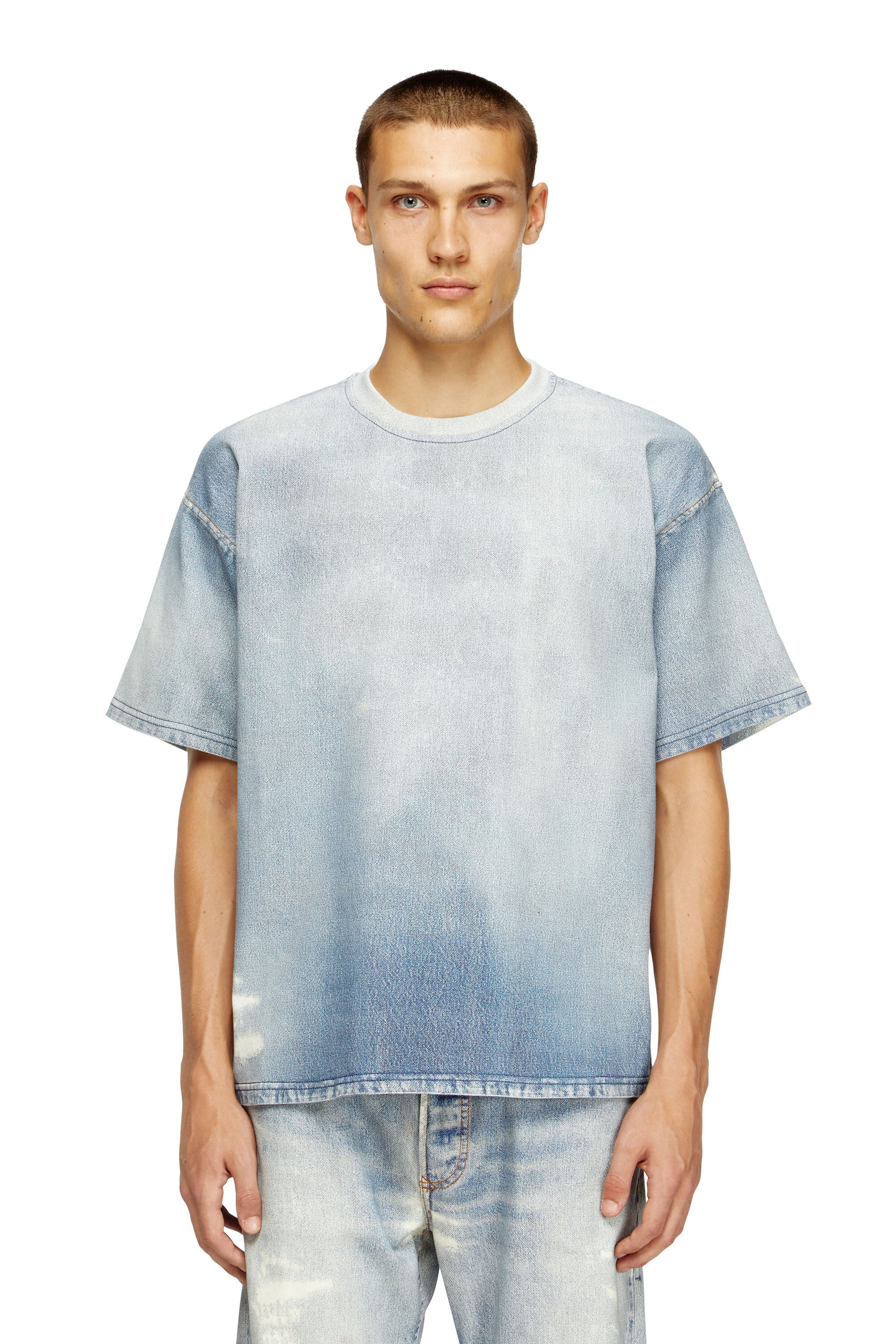Diesel - D-BOX JOGG, Male's T-shirt in printed bleach-effect JoggJeans in ライトブルー - 2