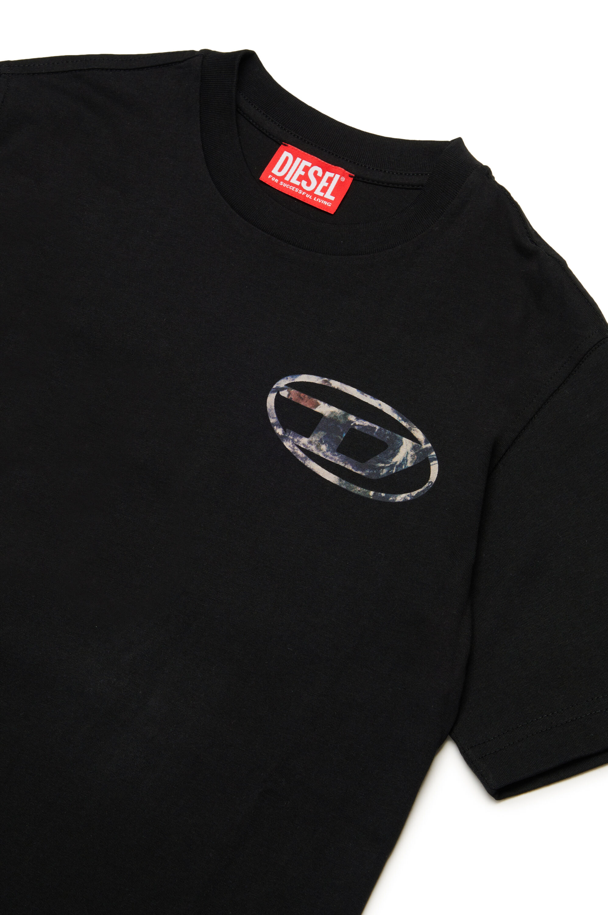 TWASHL6 OVER T-shirt with marble effect oval logo｜ブラック